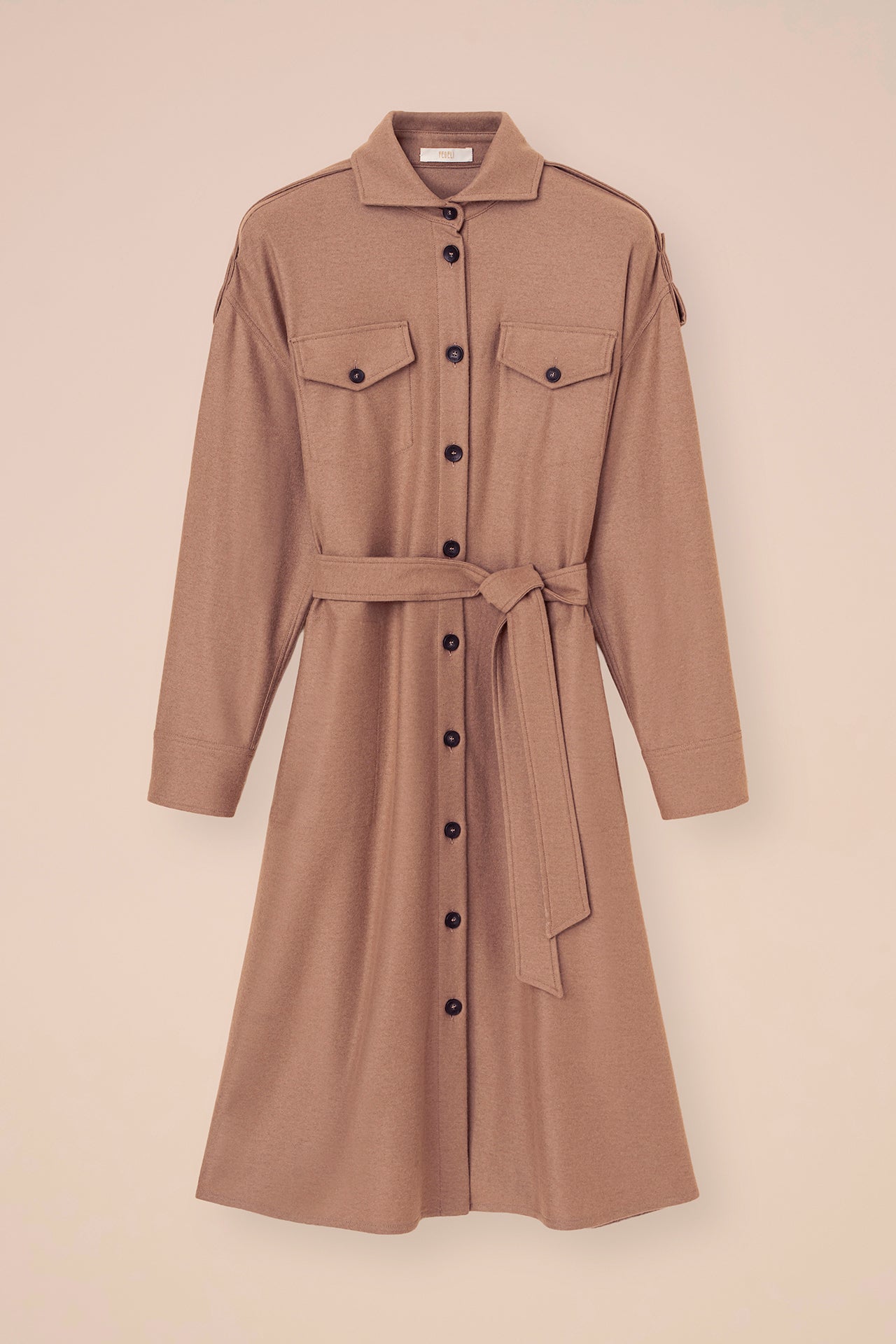 Carbone Cashmere Flanel Maxi Dress - DARKCHOCOLATE