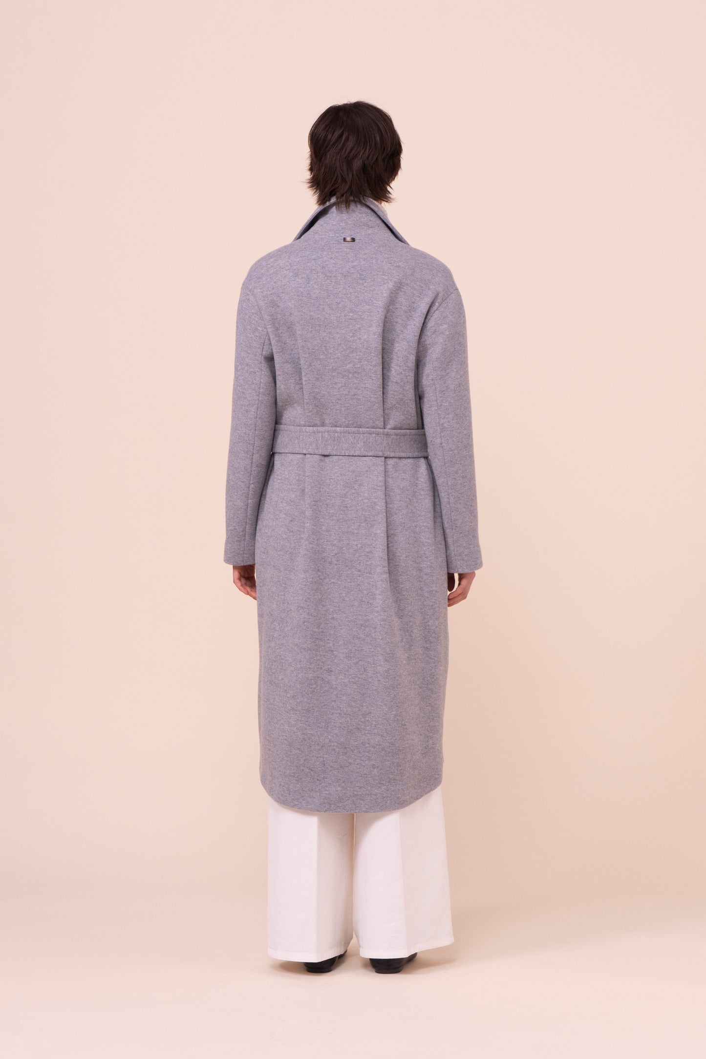 Ximena cappotto con cintura in cashmere Flanel Double - GREY