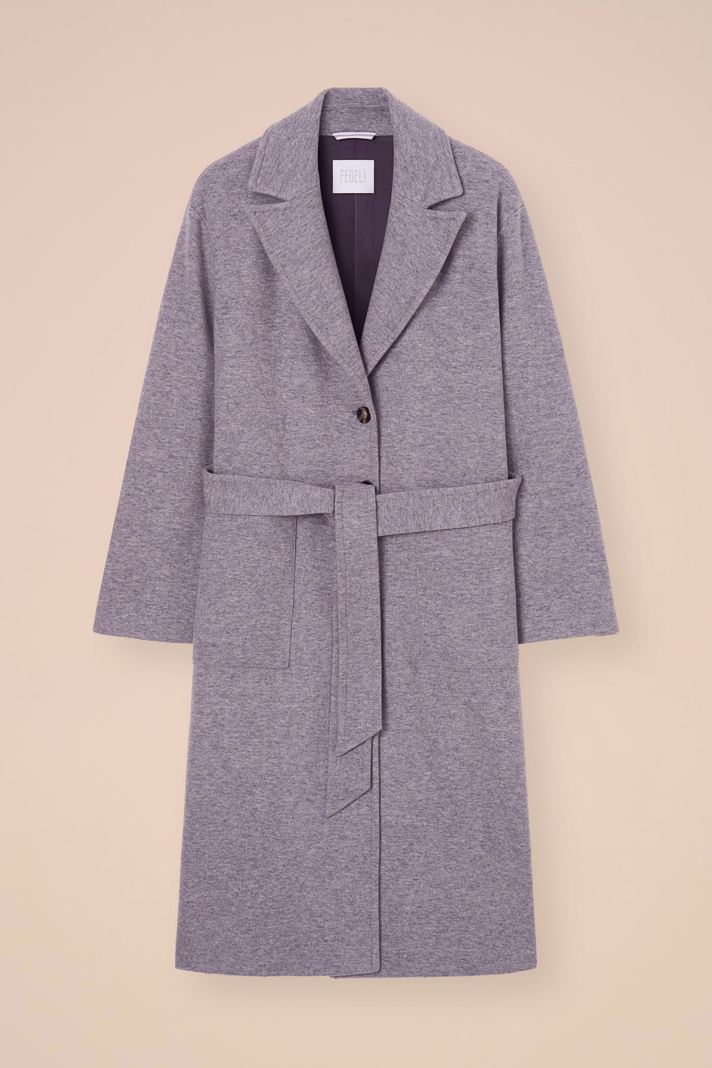 Ximena cappotto con cintura in cashmere Flanel Double - GREY