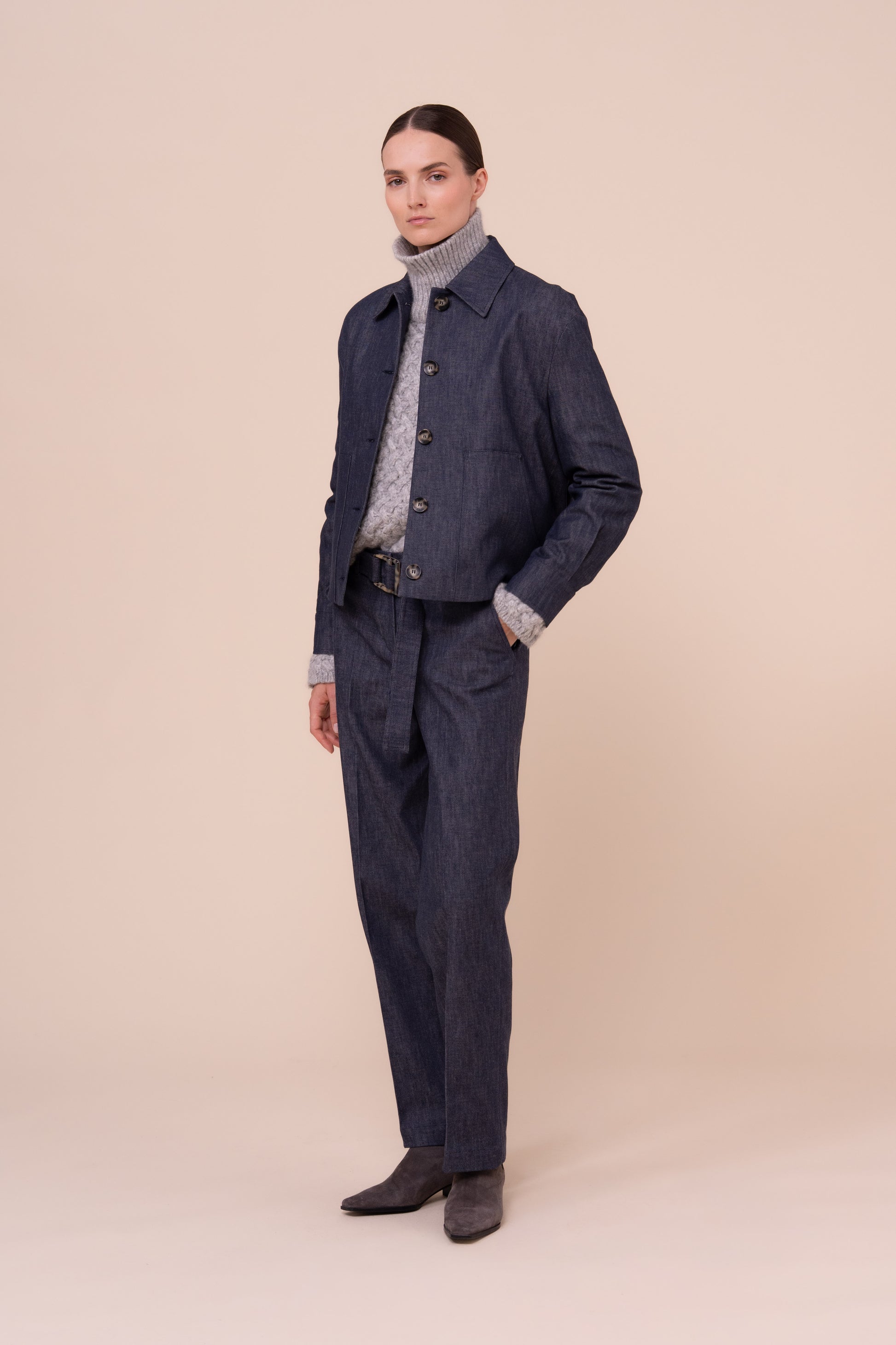 Nina giacca boxy in denim stretch - STORM