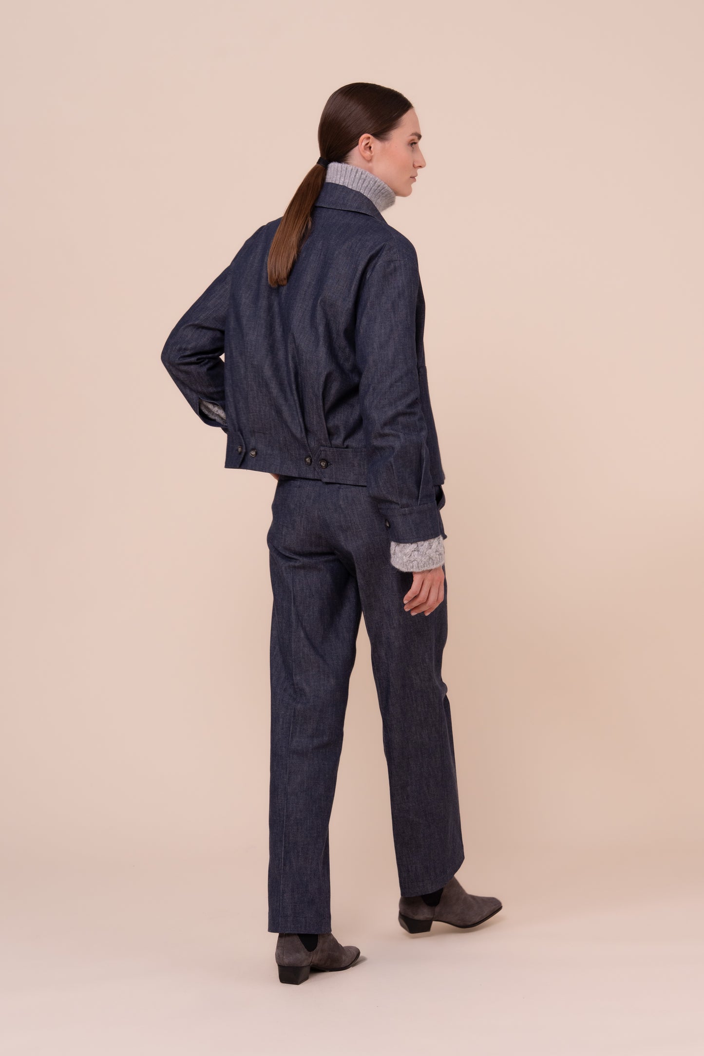 Nina giacca boxy in denim stretch - STORM