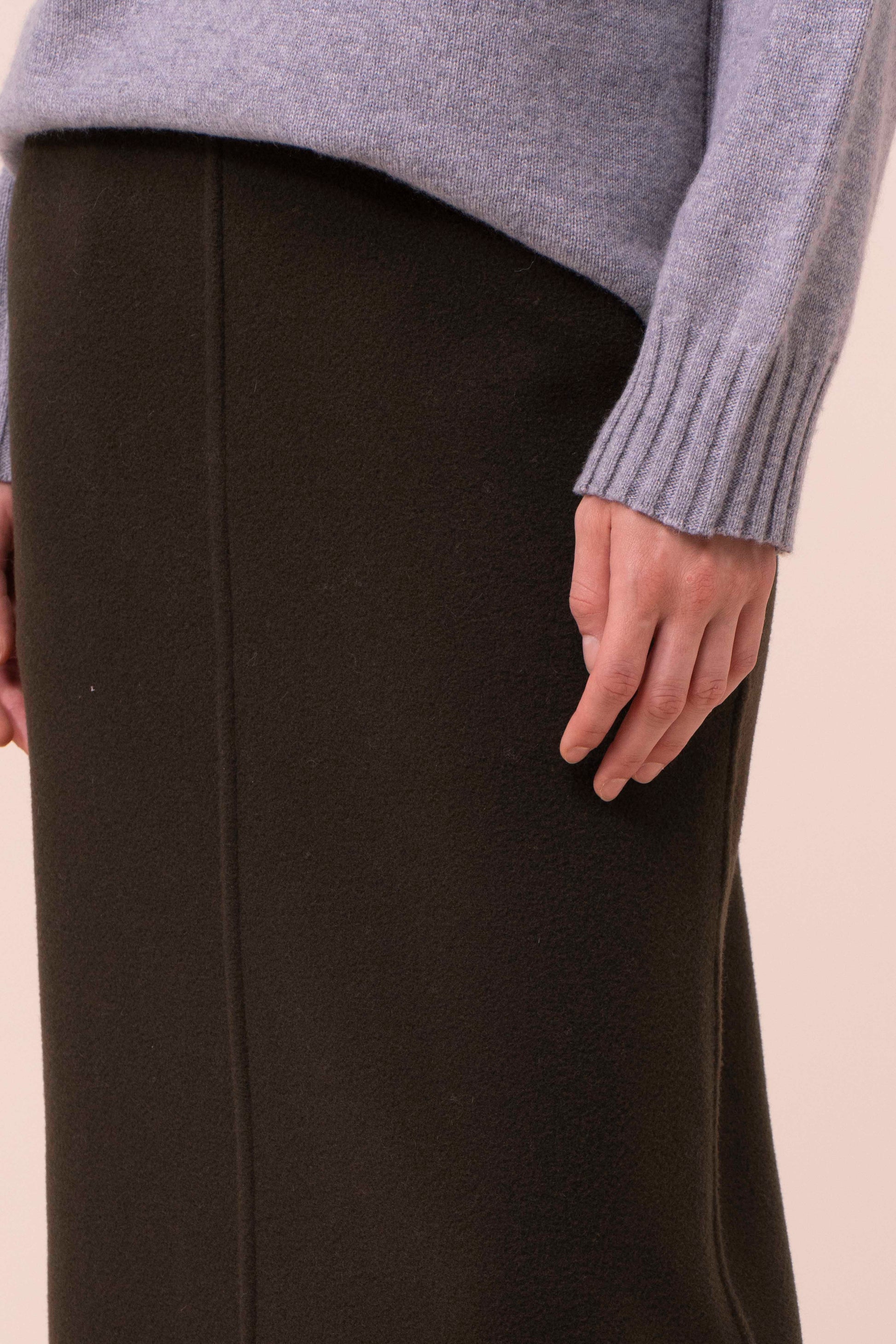Magdalena gonna a matita in lana e cashmere - DARKOLIVEGREEN