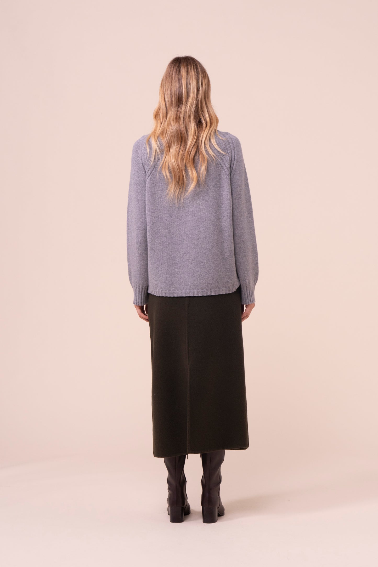 Magdalena gonna a matita in lana e cashmere - DARKOLIVEGREEN