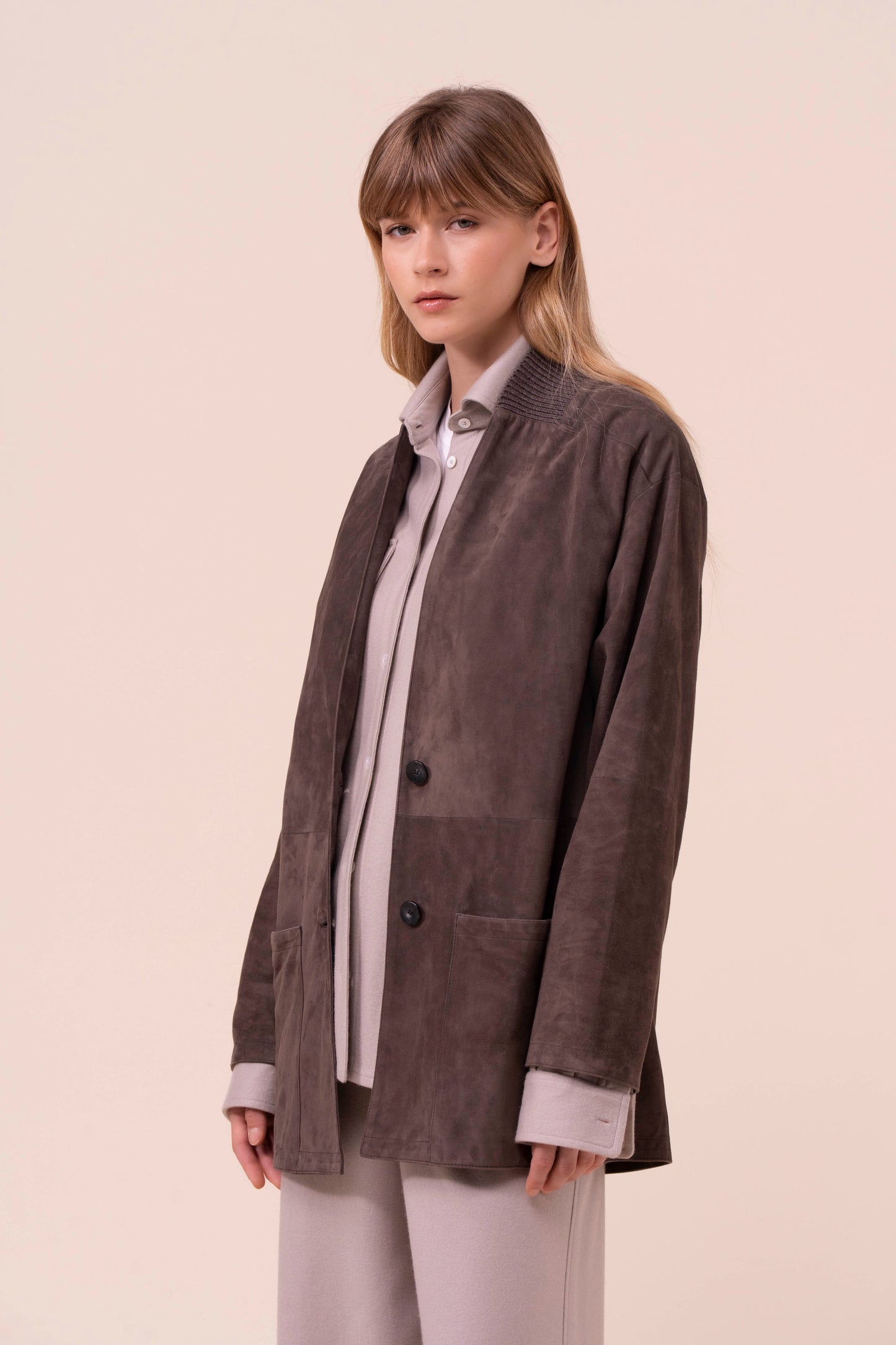 Felicia Suede Cardigan Jacket - CHOCOLATE