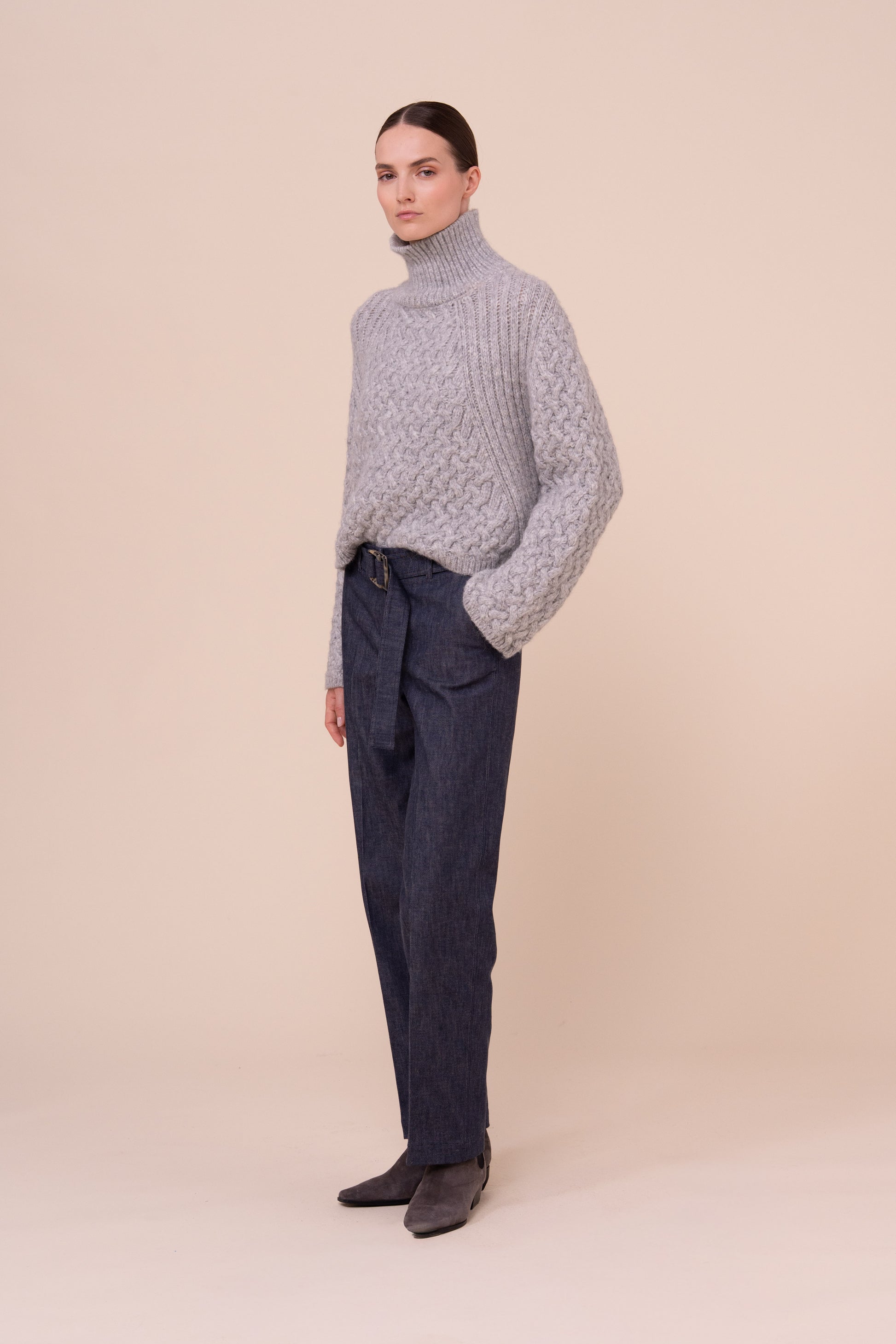 Maribel Denim Stretch Pants - STORM