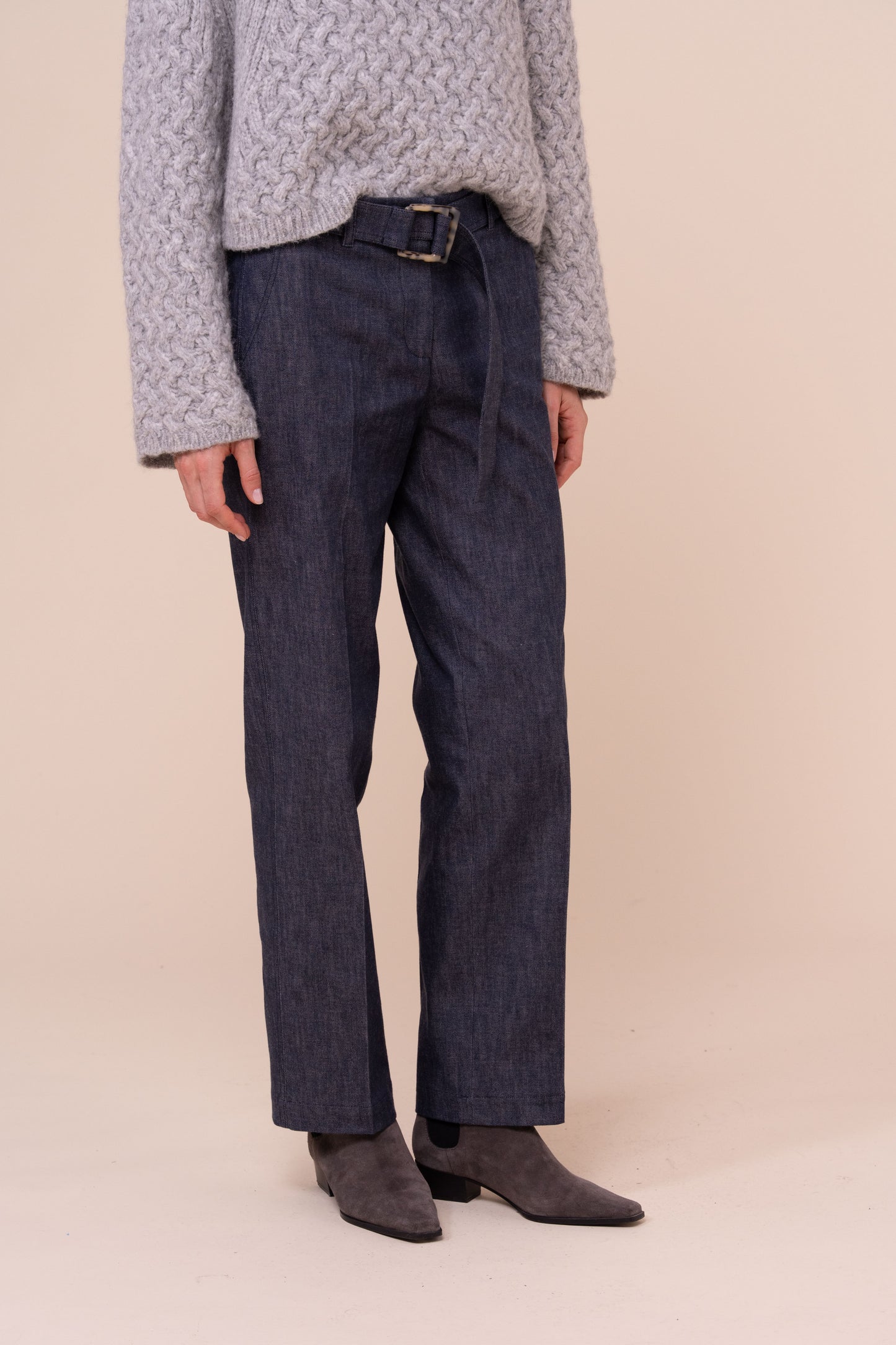 Maribel Denim Stretch Pants - STORM