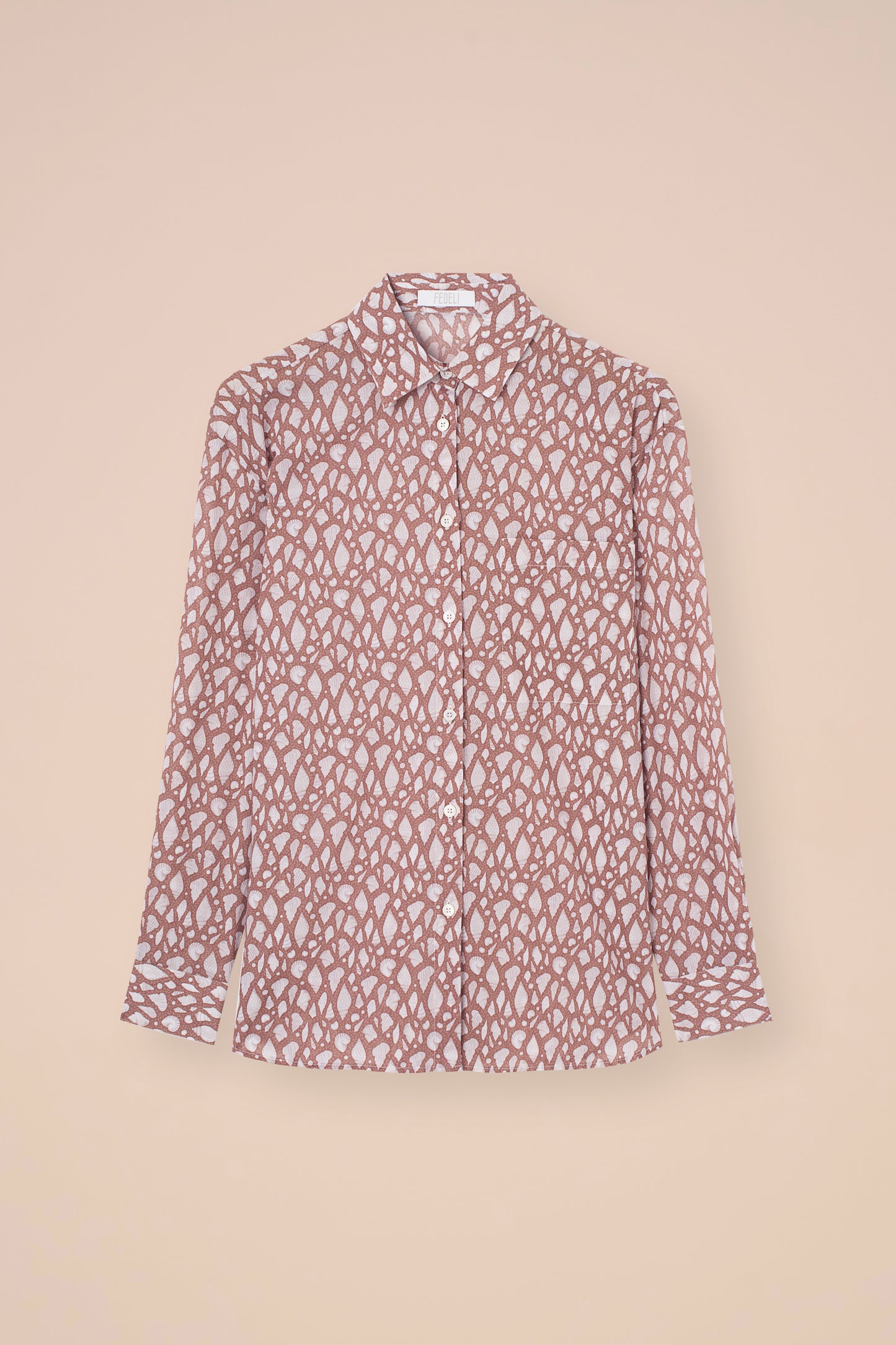 Palmaria Printed Cotton Voile Shirt - Shells Pattern - SIENNA