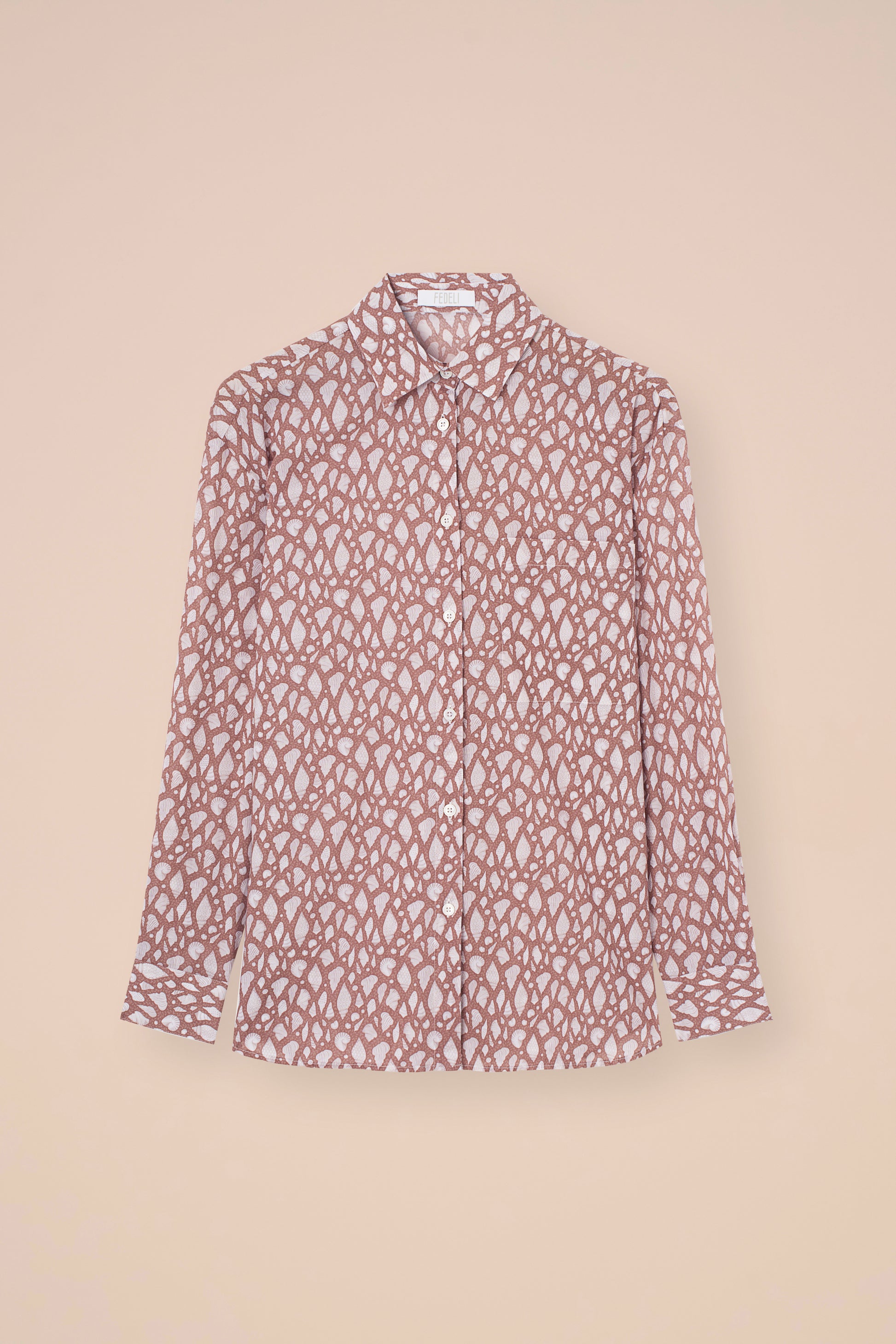 Palmaria Printed Cotton Voile Shirt - Shells Pattern - SIENNA