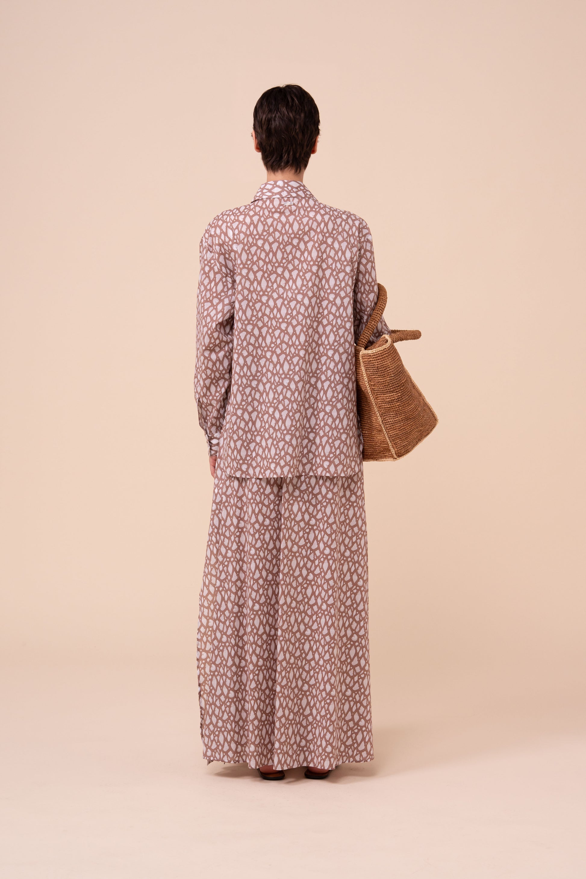 Palmaria Printed Cotton Voile Shirt - Shells Pattern - SIENNA