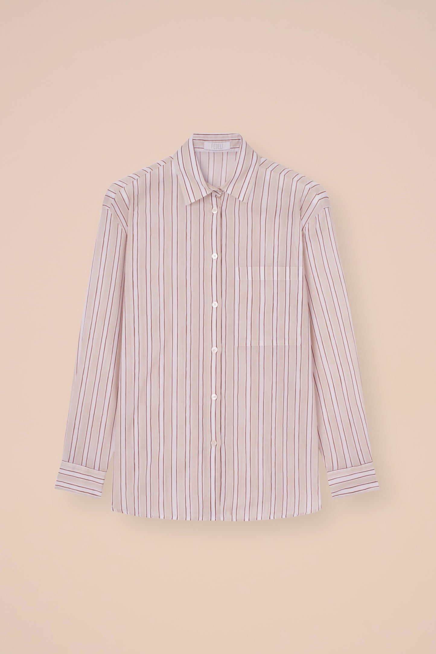 Palmaria Printed Cotton Voile Shirt - Striped Pattern - LINEN