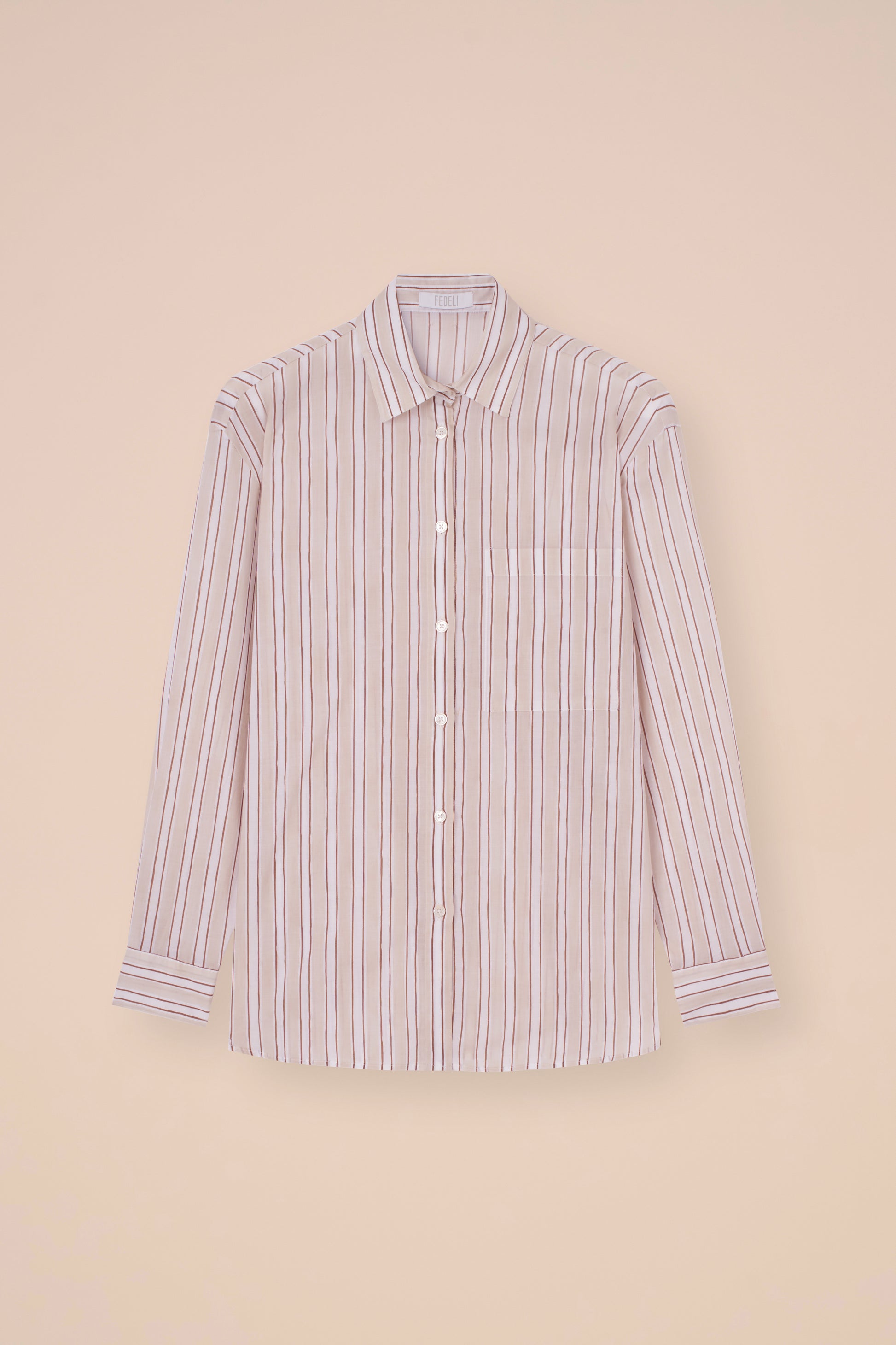 Palmaria Printed Cotton Voile Shirt - Striped Pattern - LINEN
