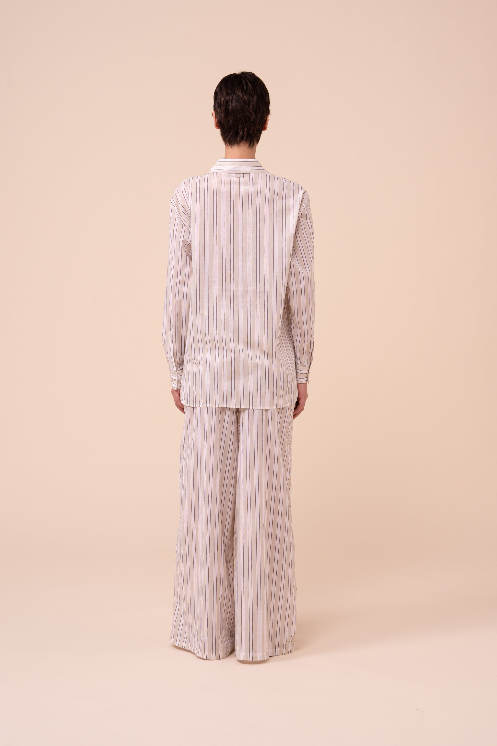 Palmaria Printed Cotton Voile Shirt - Striped Pattern - LINEN