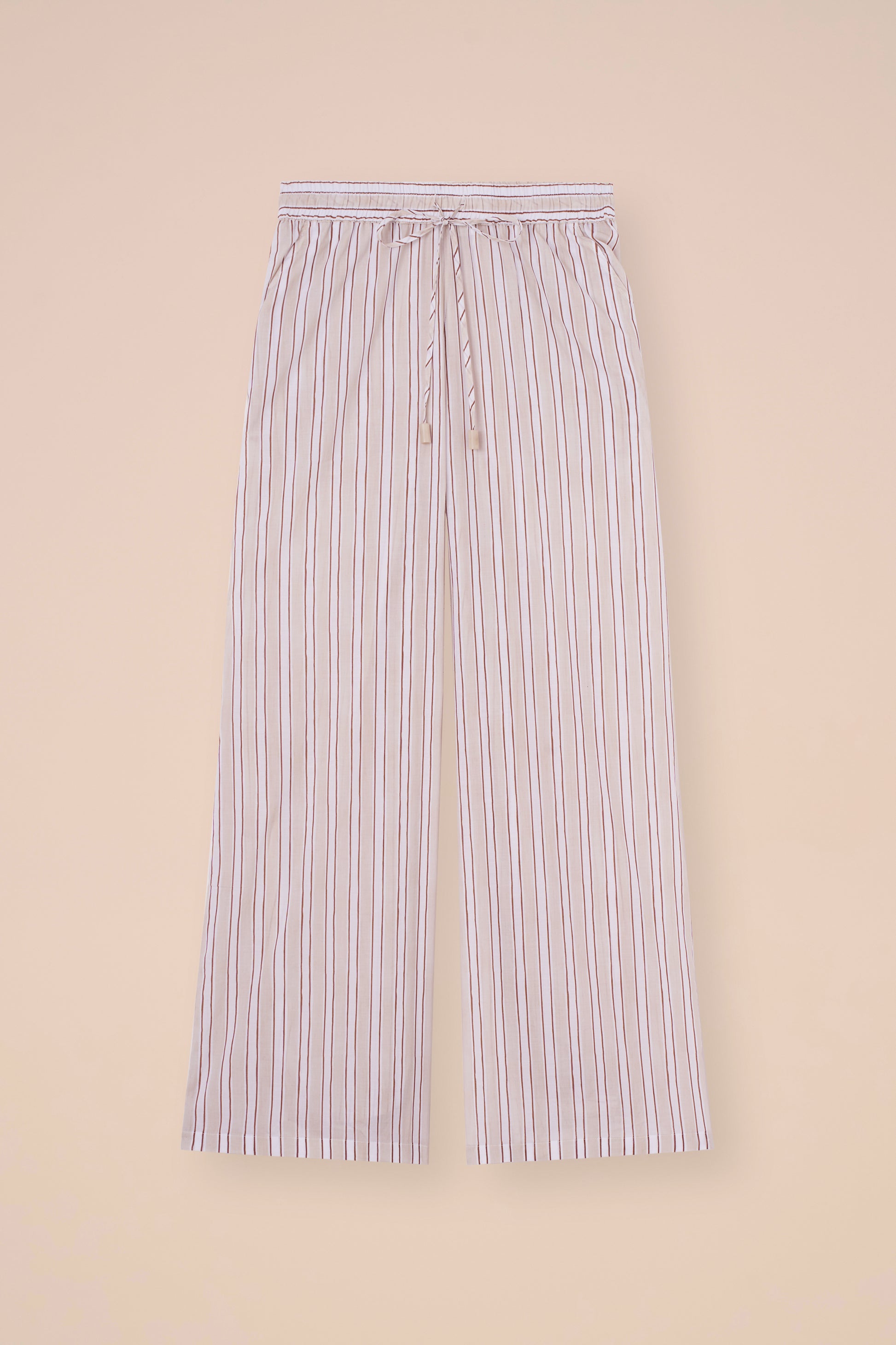 New Diana Printed Cotton Voile Wide Leg Pants - Striped Pattern - LINEN