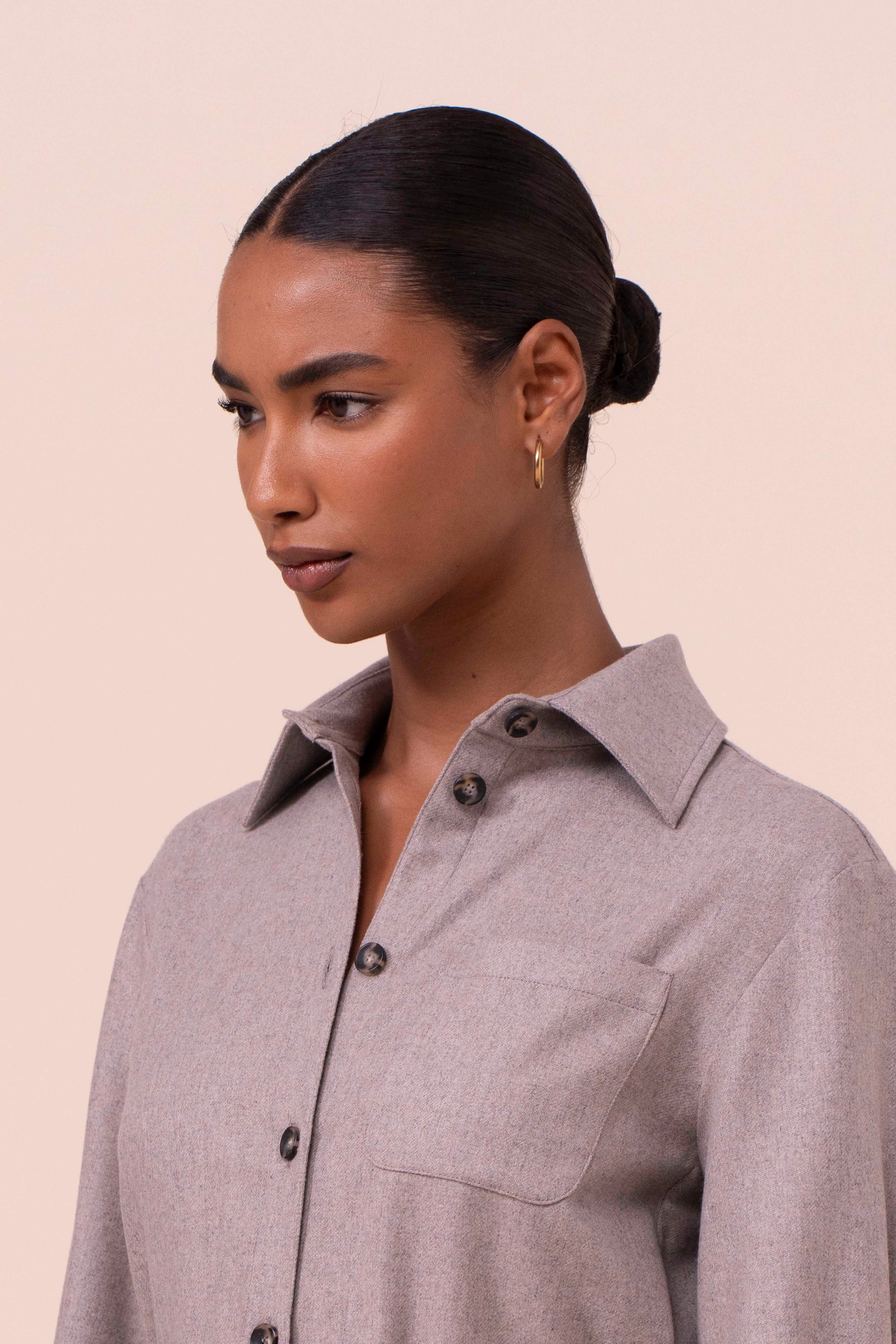 Tessa abito chemisier in flanella di lana e cashmere - ROPEMELANGE