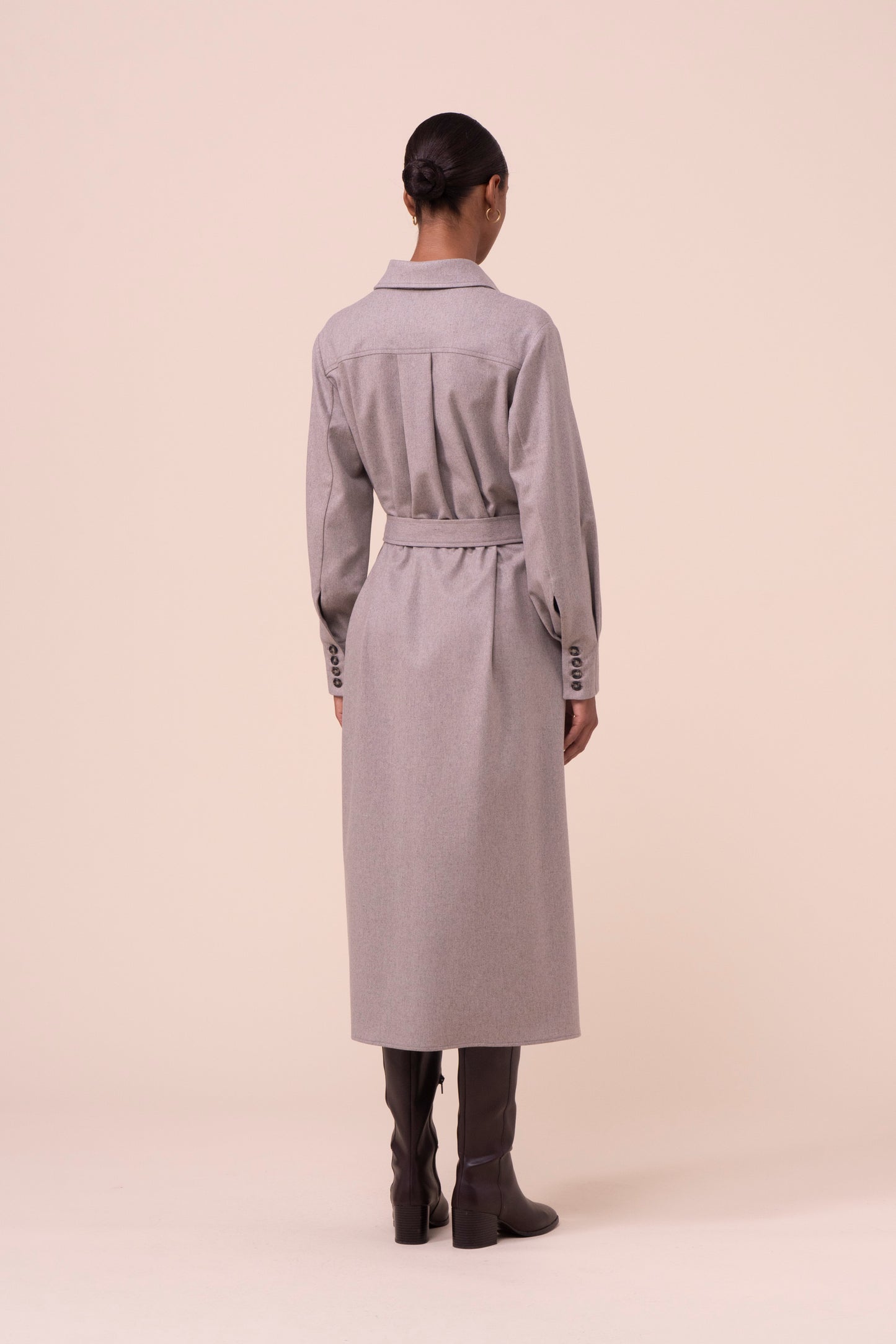 Tessa abito chemisier in flanella di lana e cashmere - ROPEMELANGE