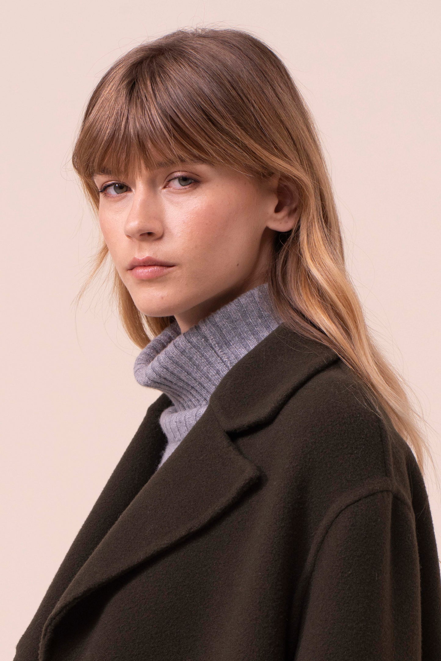 Ximena cappotto corto in lana e cashmere - DARKOLIVEGREEN