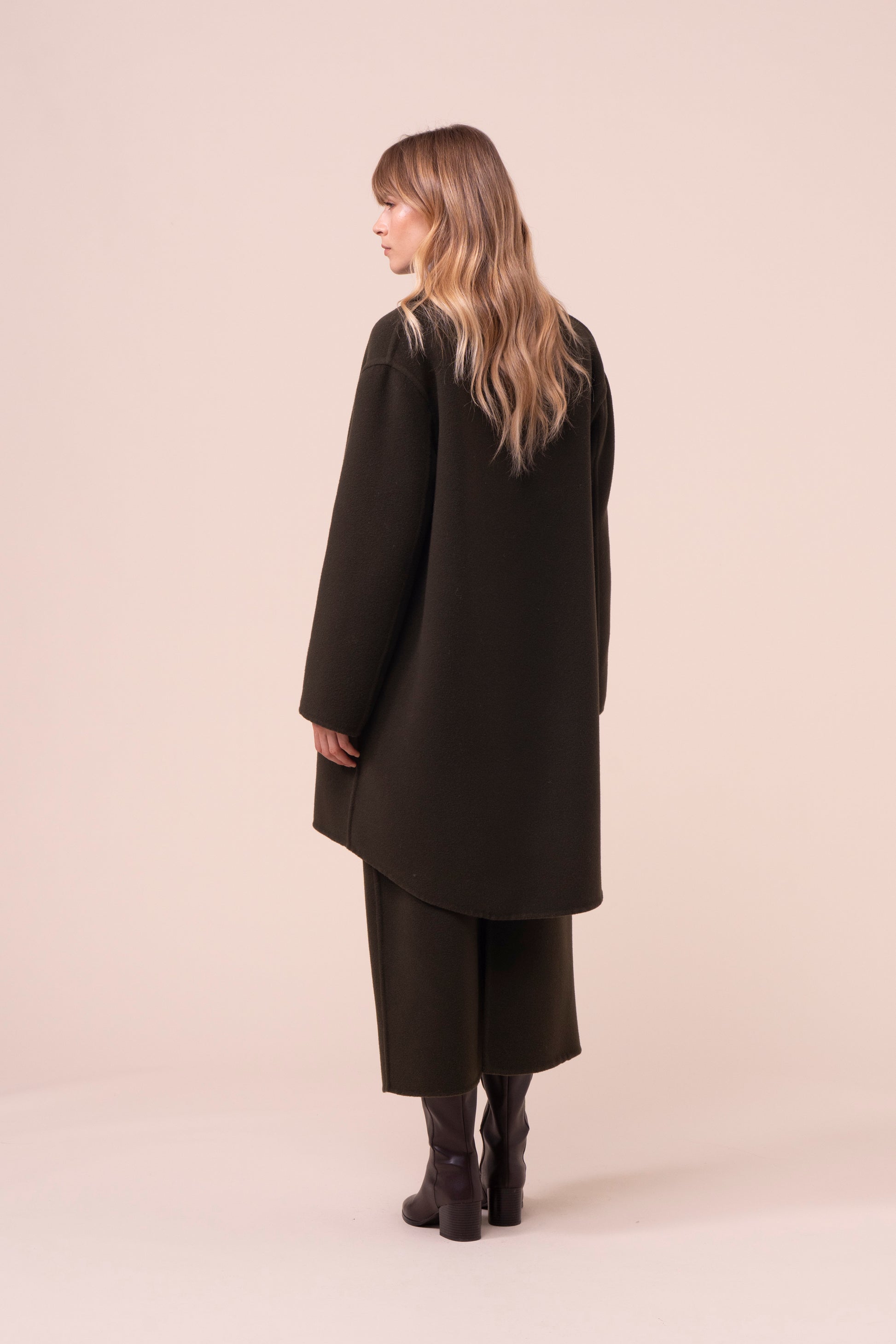 Ximena cappotto corto in lana e cashmere - DARKOLIVEGREEN