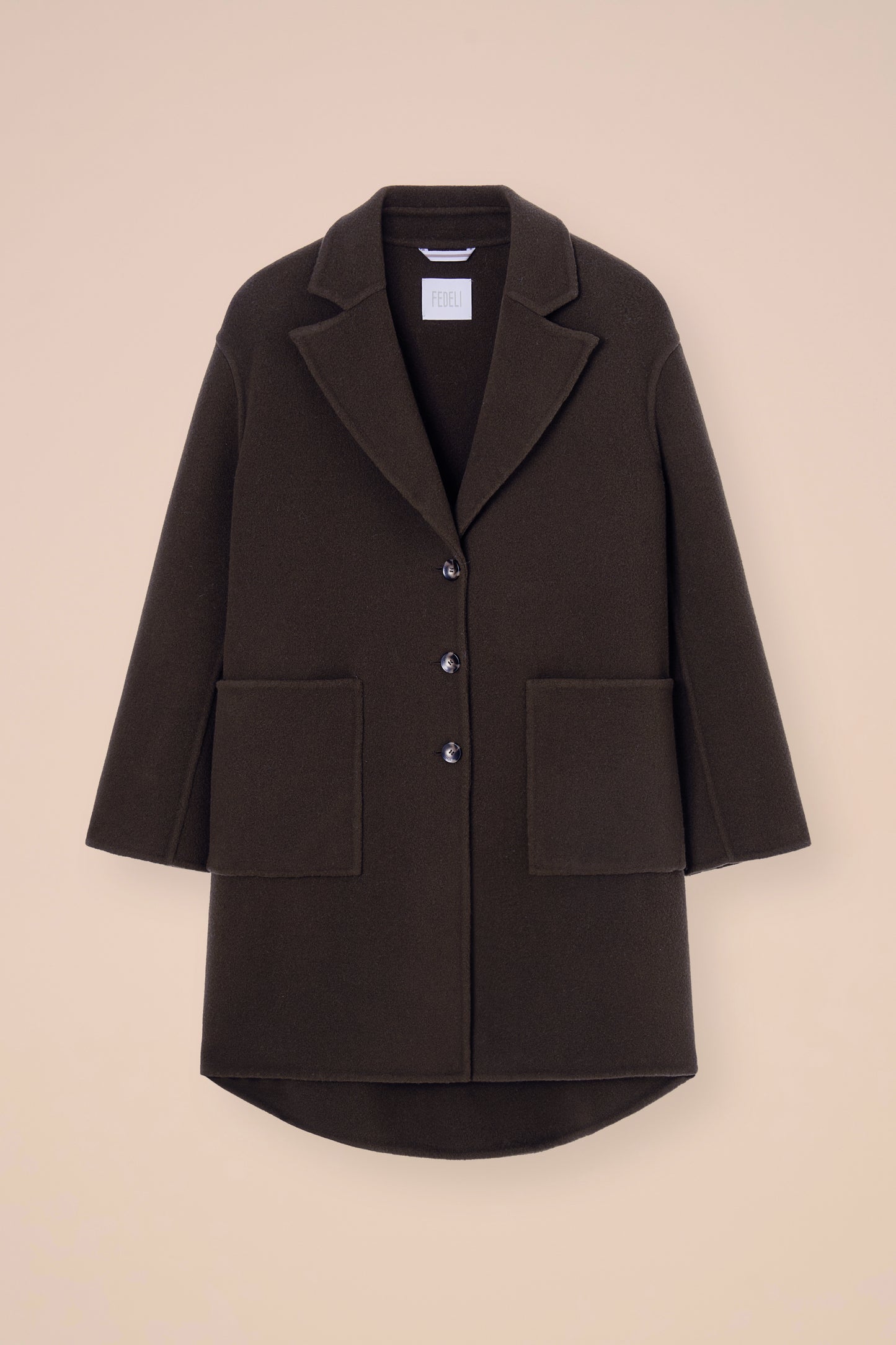 Ximena cappotto corto in lana e cashmere - DARKOLIVEGREEN