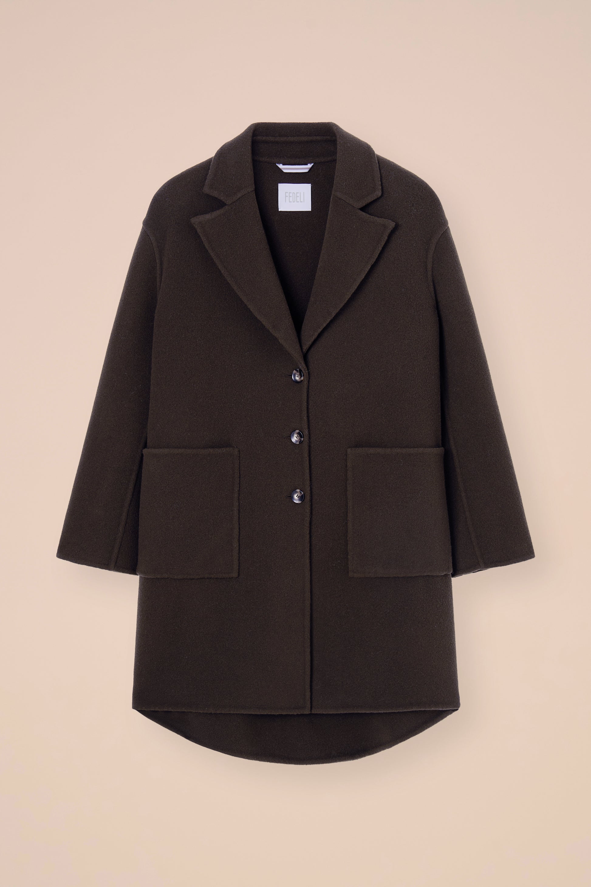 Ximena cappotto corto in lana e cashmere - DARKOLIVEGREEN