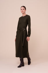 Gilda abito midi in flanel di lana