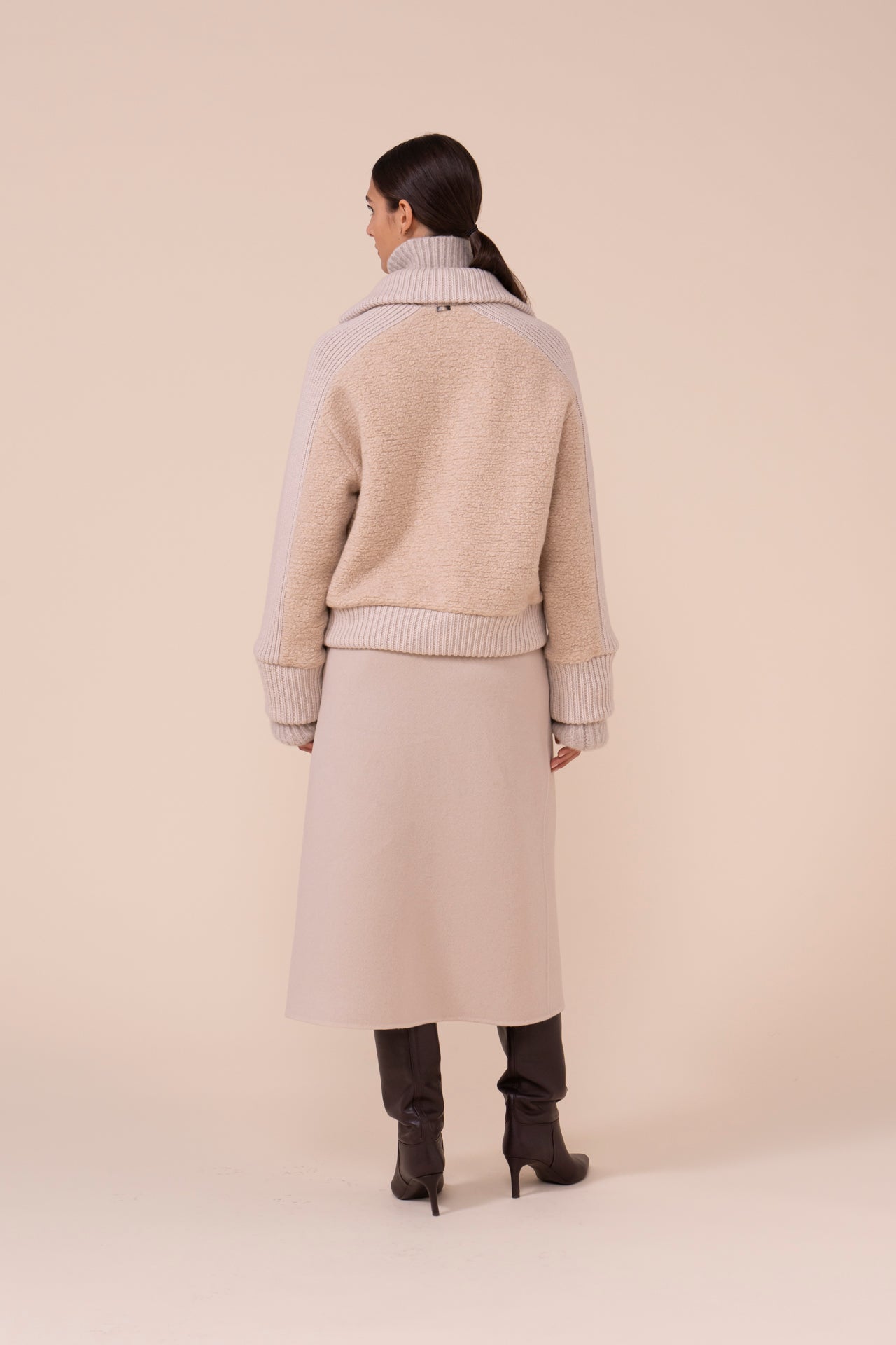 Perlato Cashmere and Silk Teddy Bomber - TAN