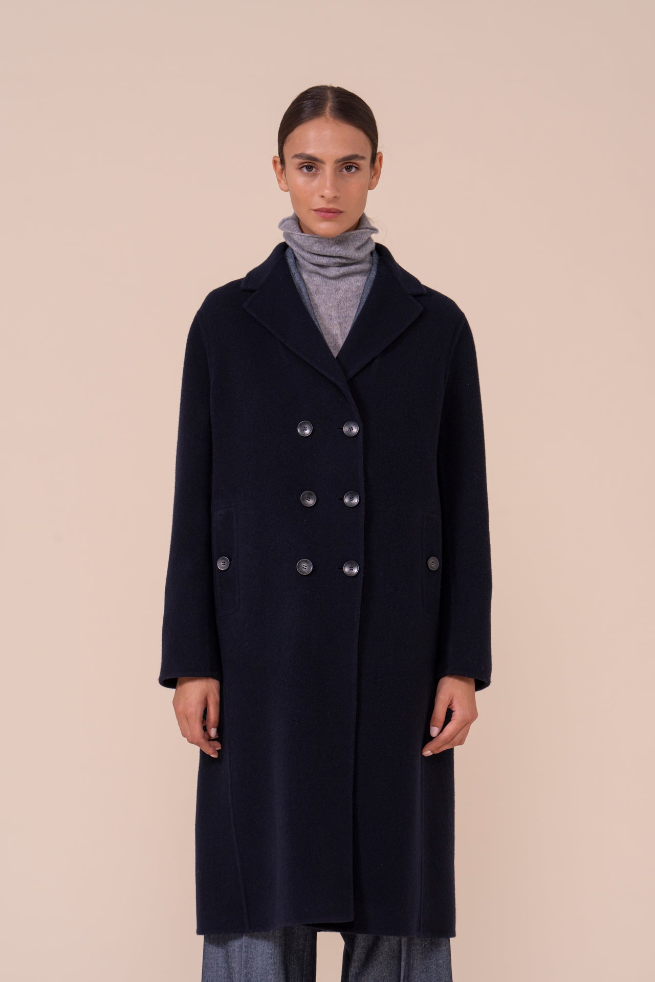 Boemia cappotto doppiopetto in lana e cashmere - MIDNIGHTBLUE