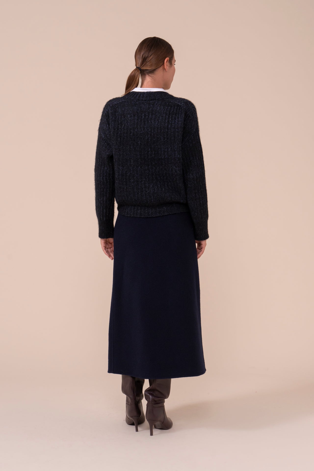 Larimar Wool and Cashmere Pencil Skirt - MIDNIGHTBLUE