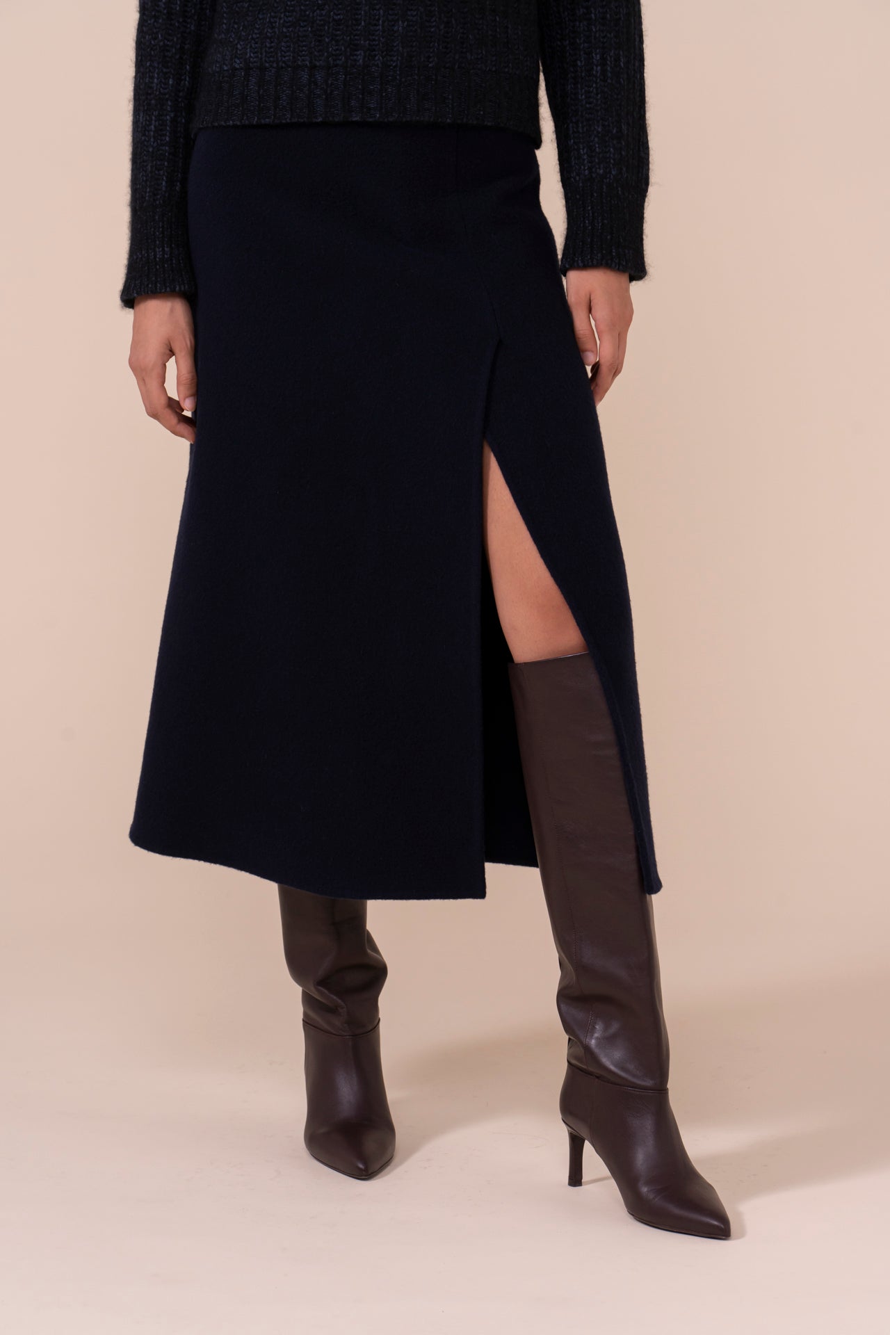 Larimar Wool and Cashmere Pencil Skirt - MIDNIGHTBLUE