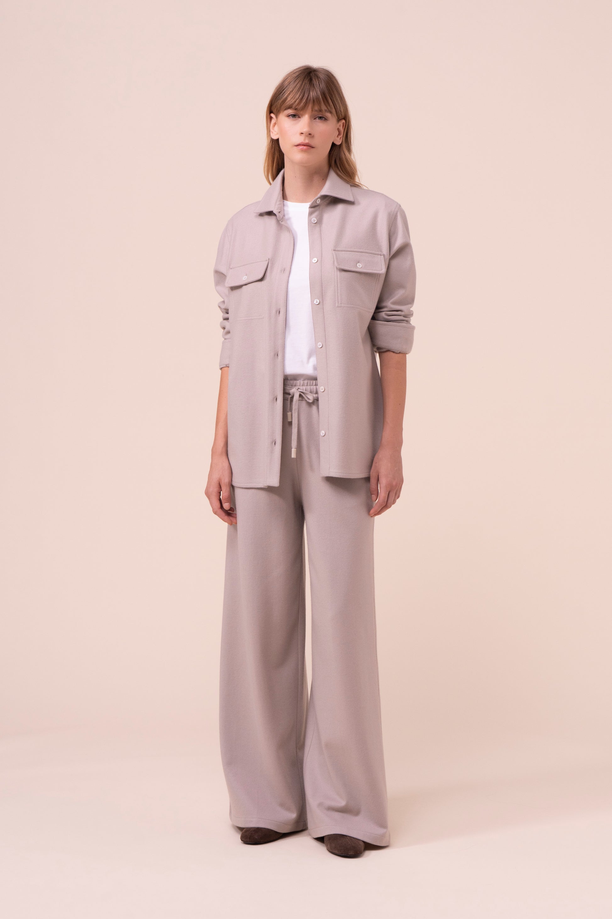 Niky overshirt in cashmere flanel - DESERT