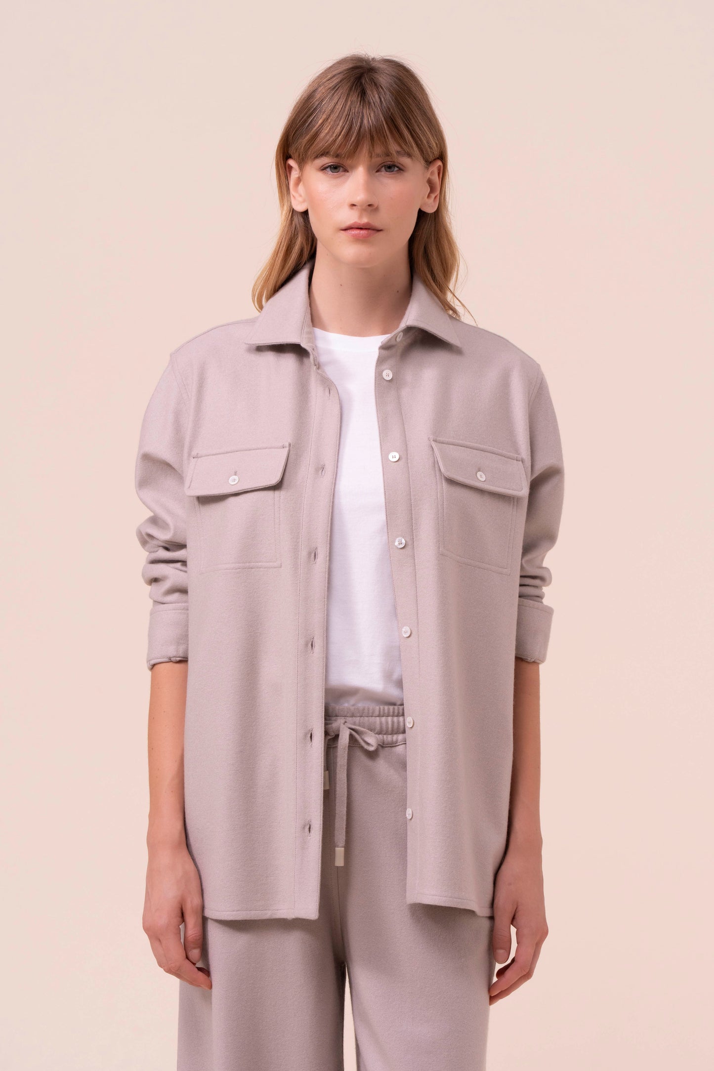 Niky overshirt in cashmere flanel - DESERT