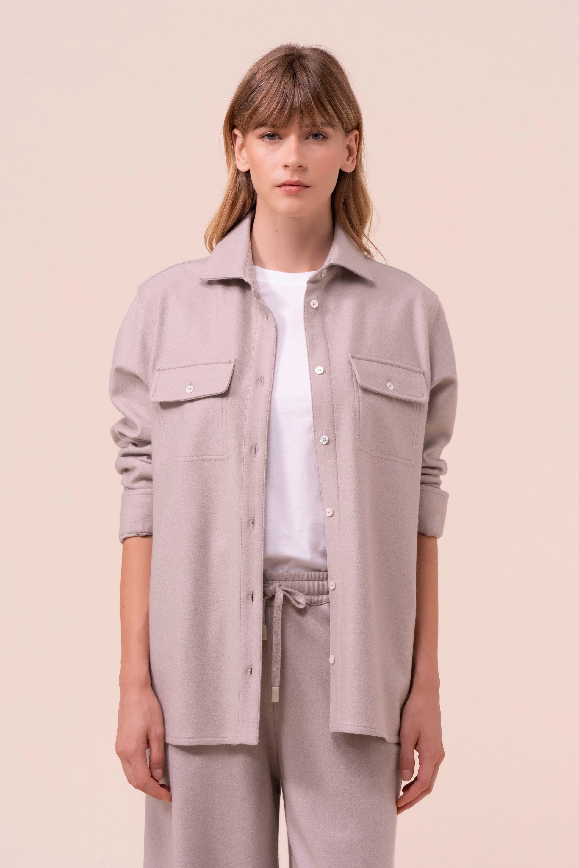 Niky overshirt in cashmere flanel - DESERT