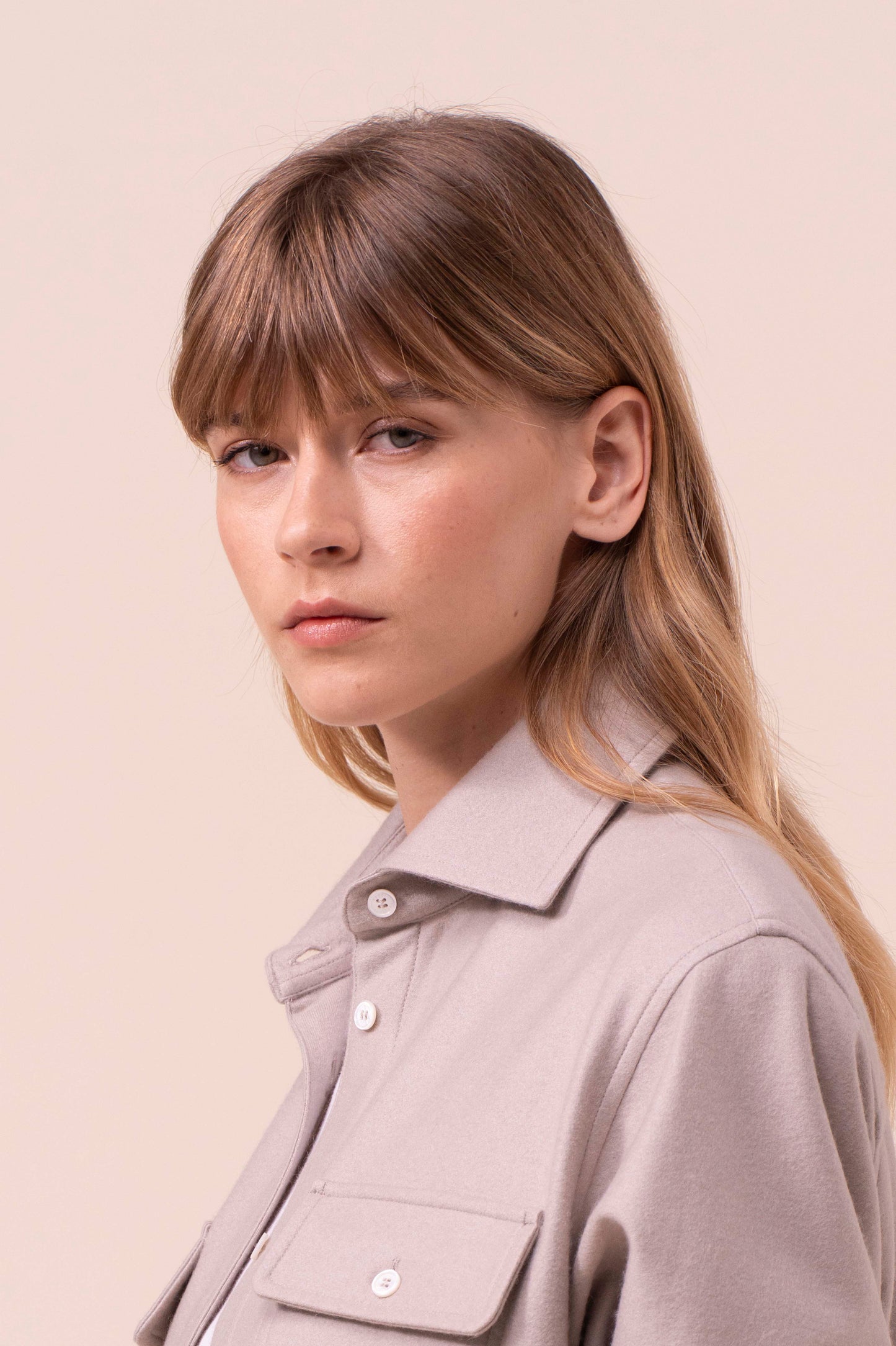 Niky overshirt in cashmere flanel - DESERT