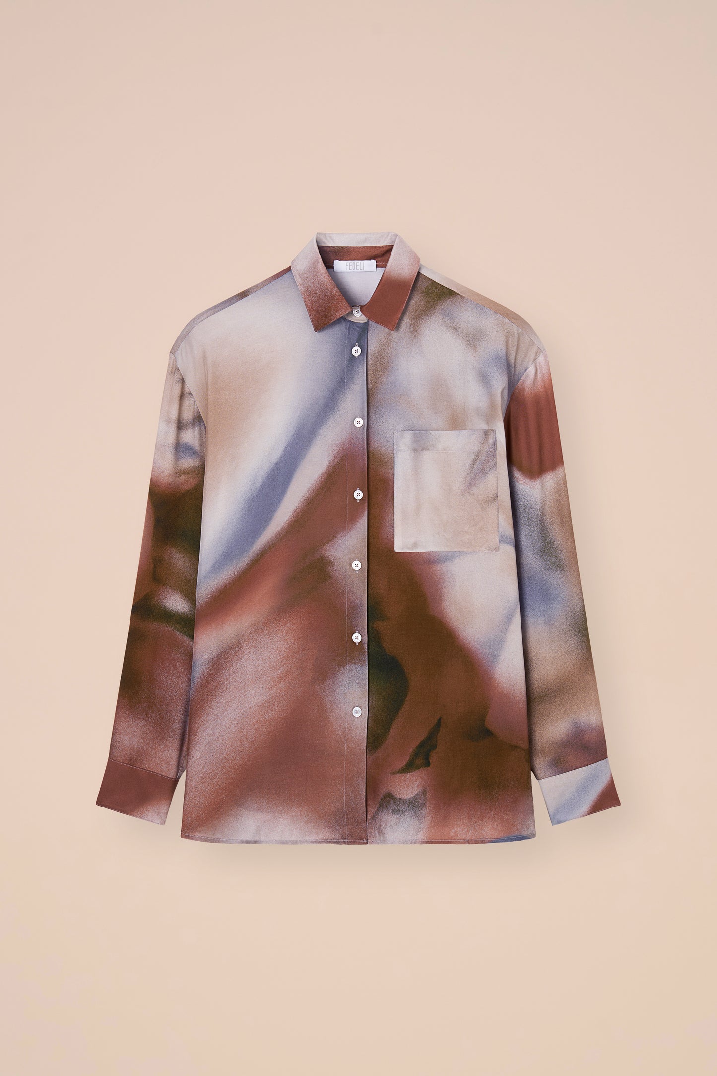 Palma camicia lunga in viscosa stampata - ALMOND