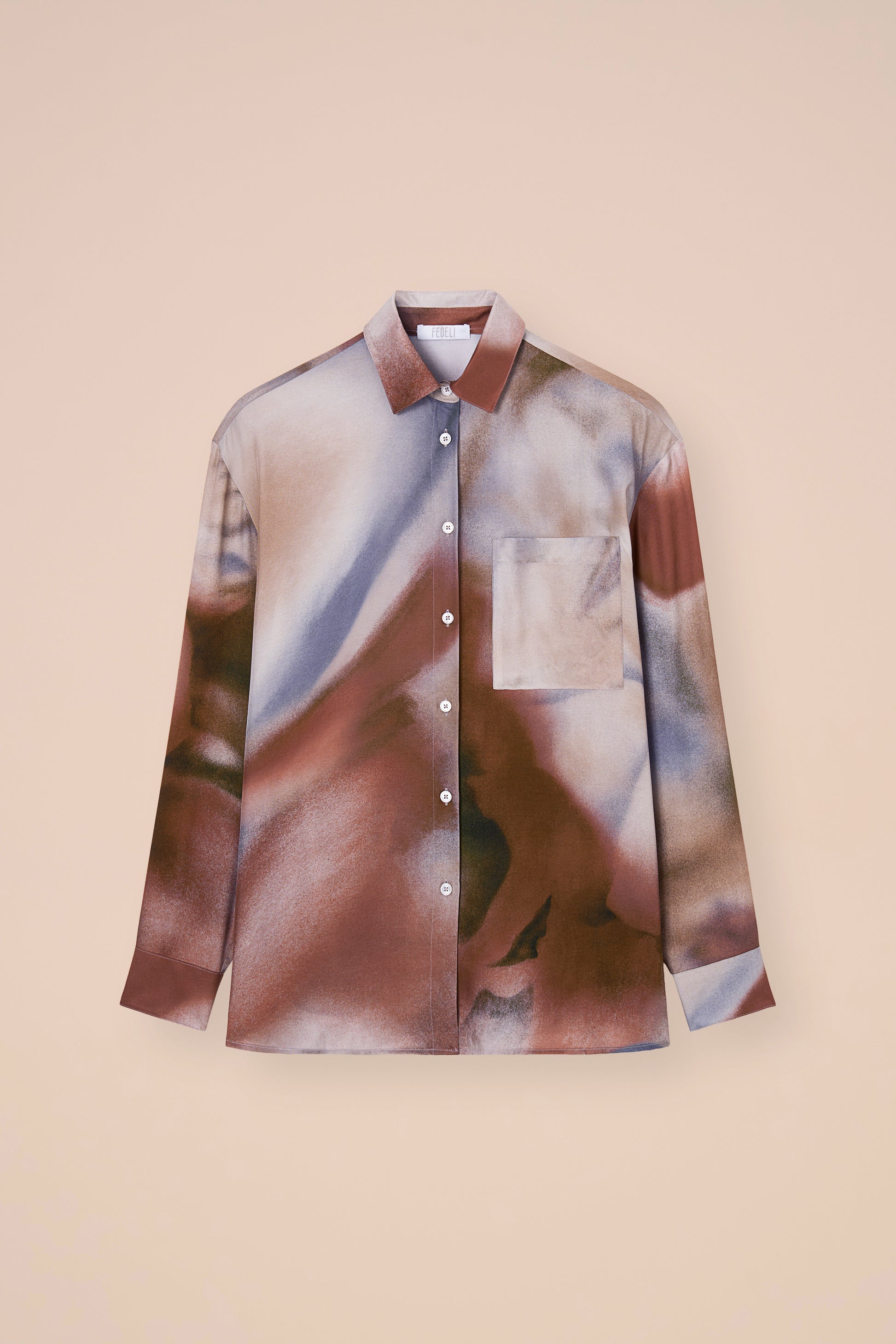 Palma camicia lunga in viscosa stampata - ALMOND