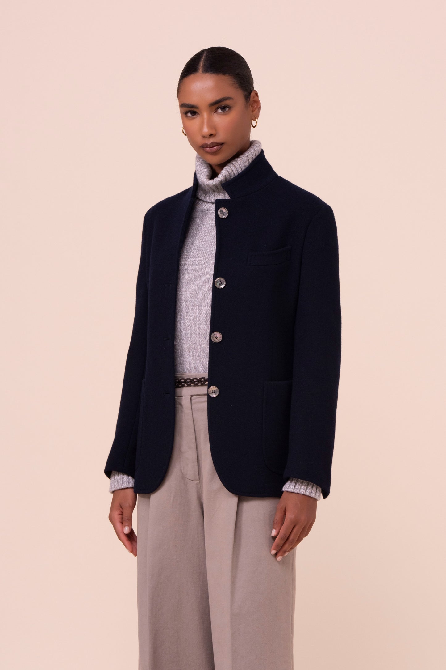 D-Damon Cashmere Flanel Blazer - MIDNIGHTBLUE