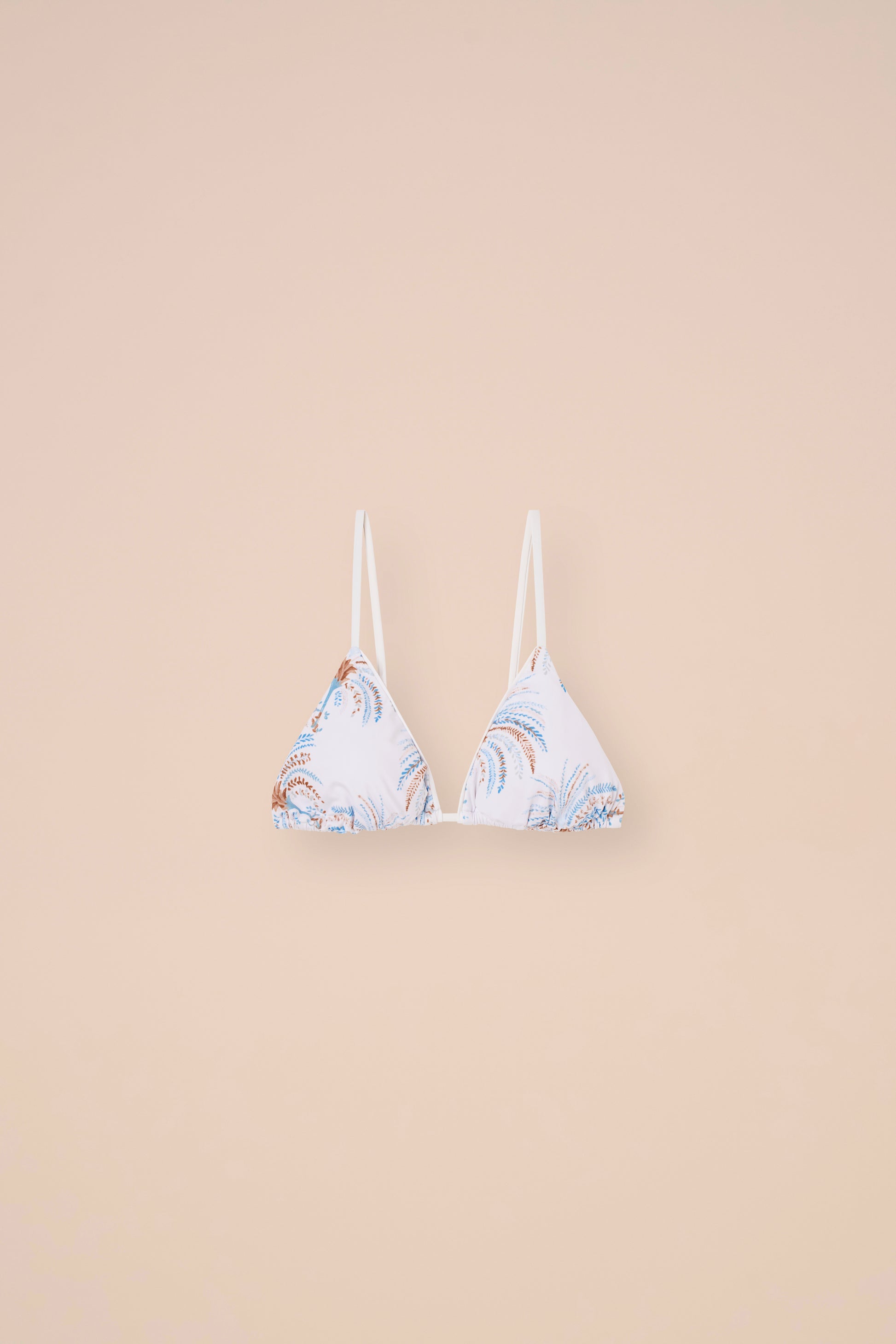 Carolina Bikini Triangle Top - Palms Pattern - CORNFLOWERBLUE