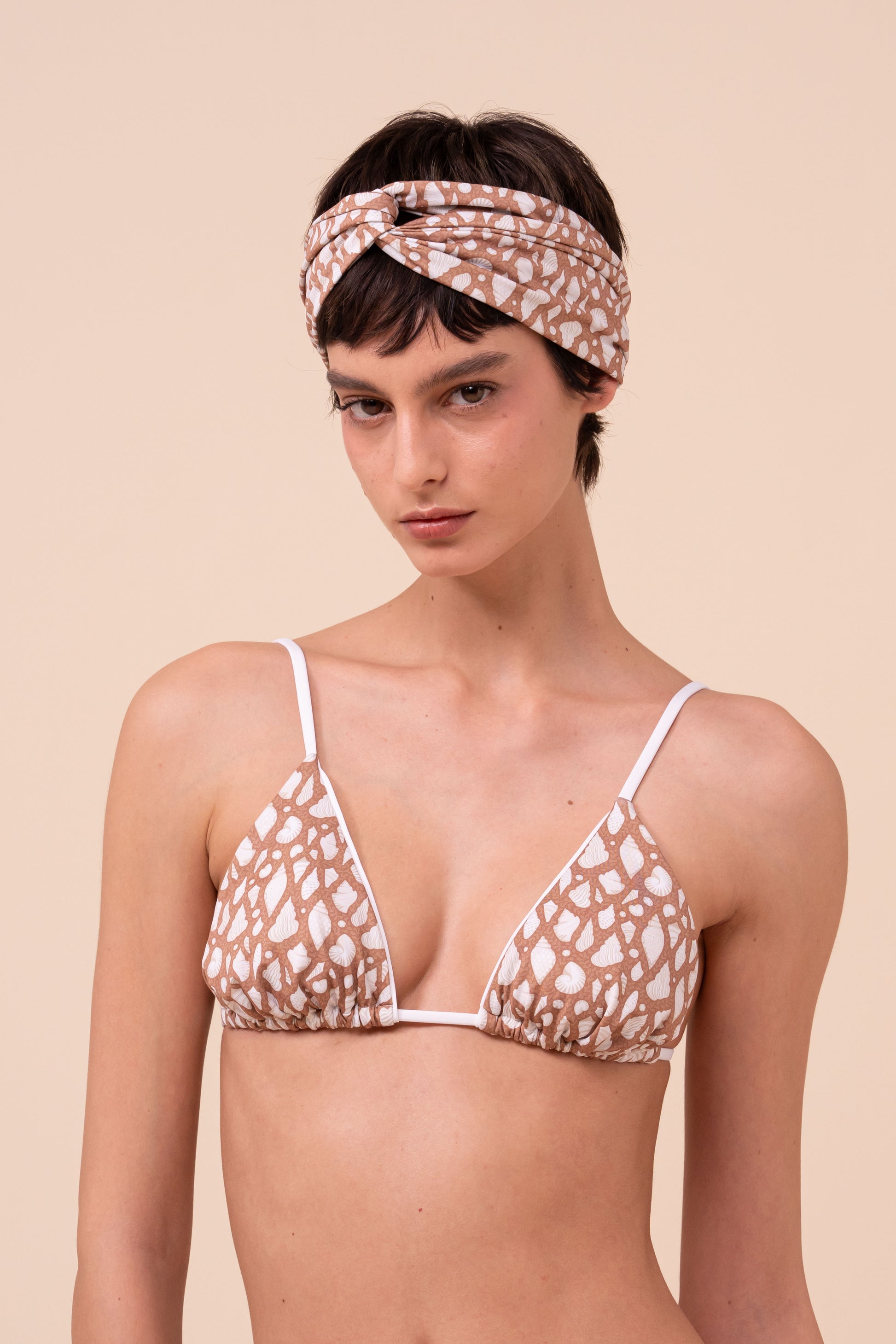 Carolina Bikini Triangle Top - Shells Pattern - SIENNA
