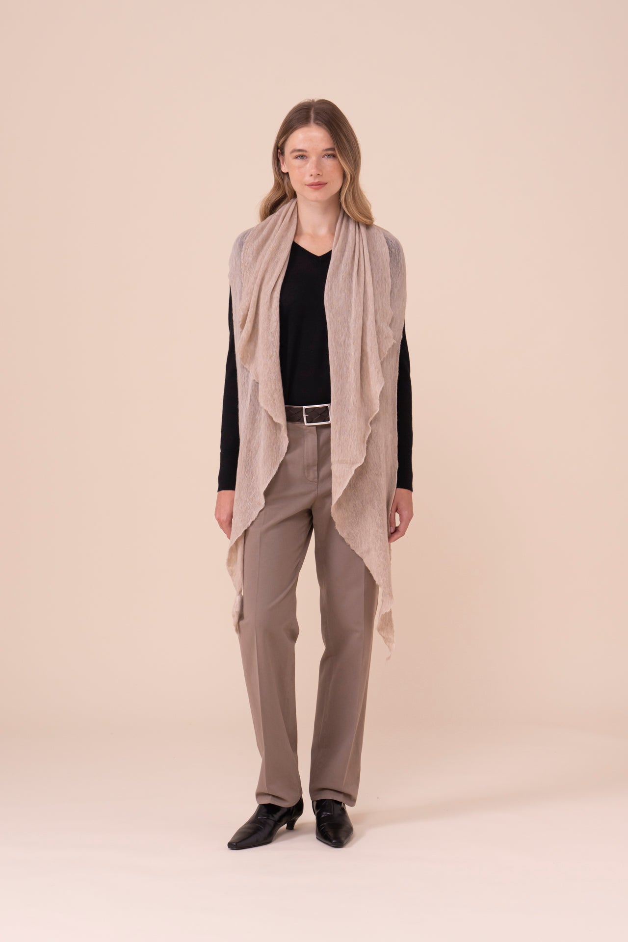 Claus pashmina in cashmere - TAN
