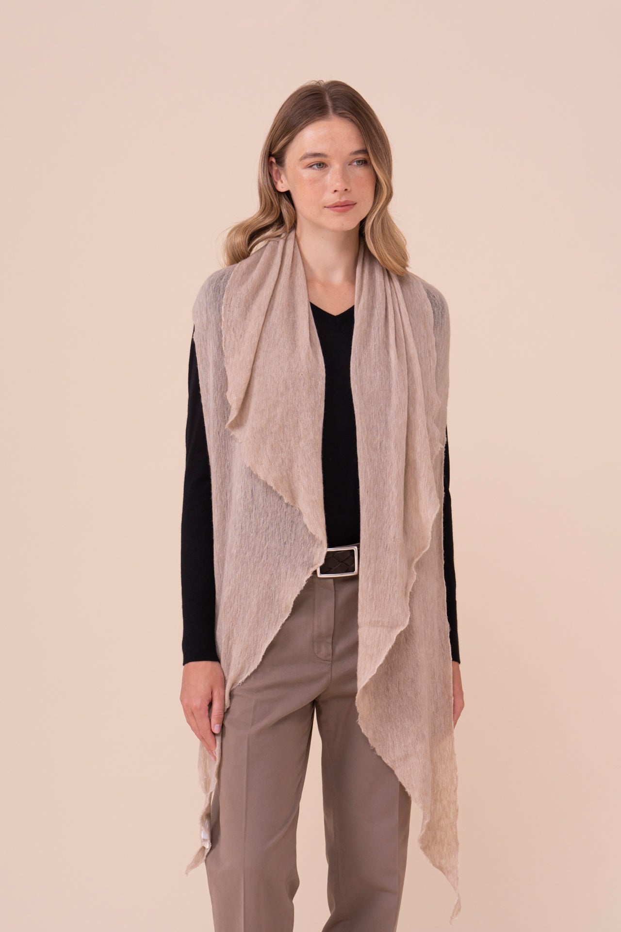 Claus pashmina in cashmere - TAN