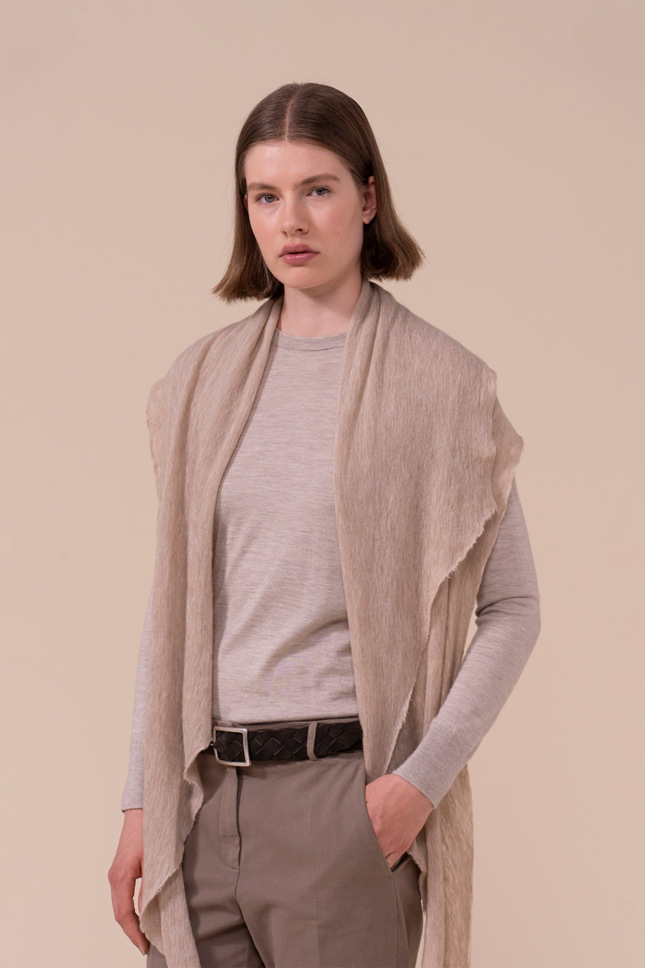 Claus pashmina in cashmere - TAN