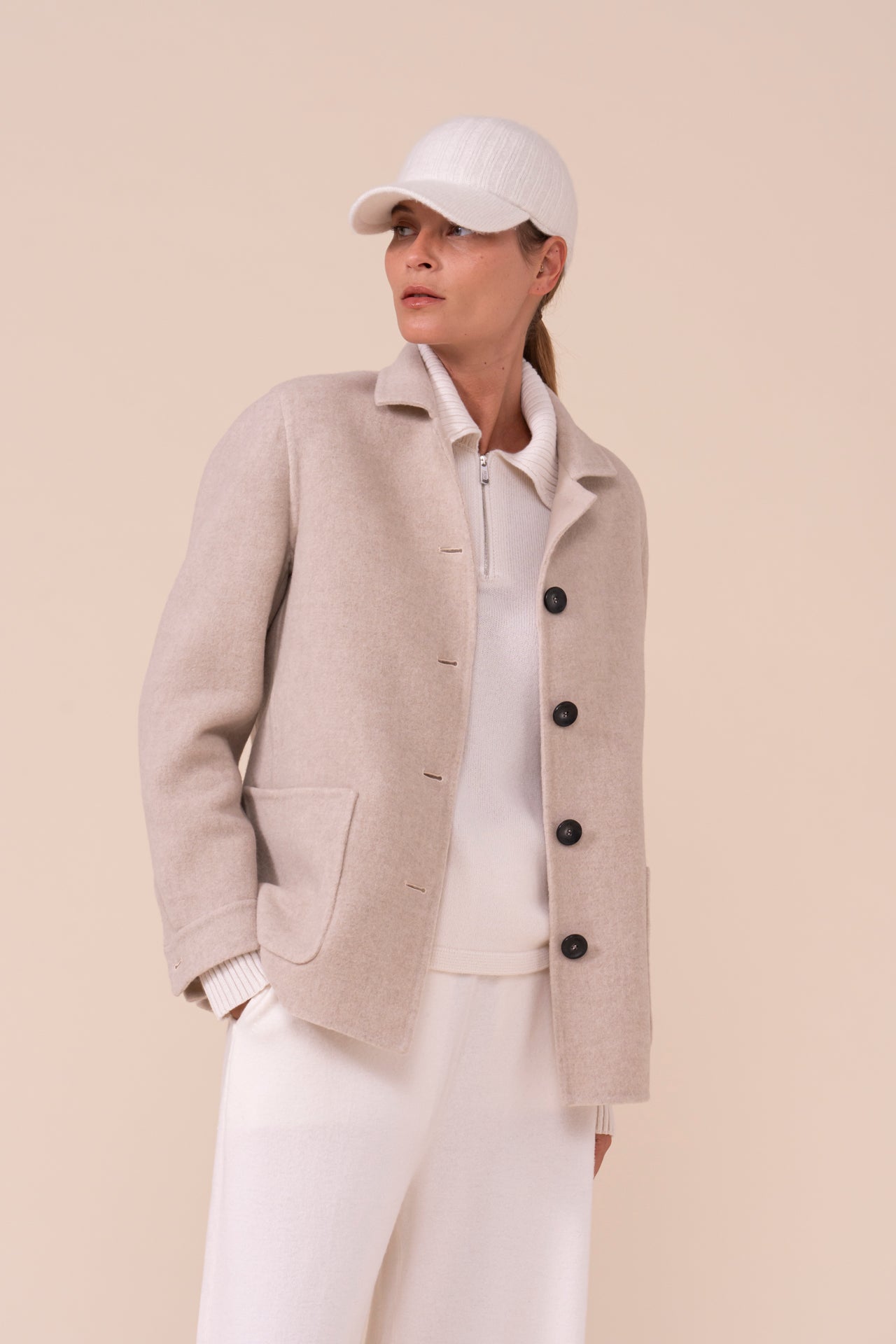 Cambridge giacca in lana e cashmere - ALMOND