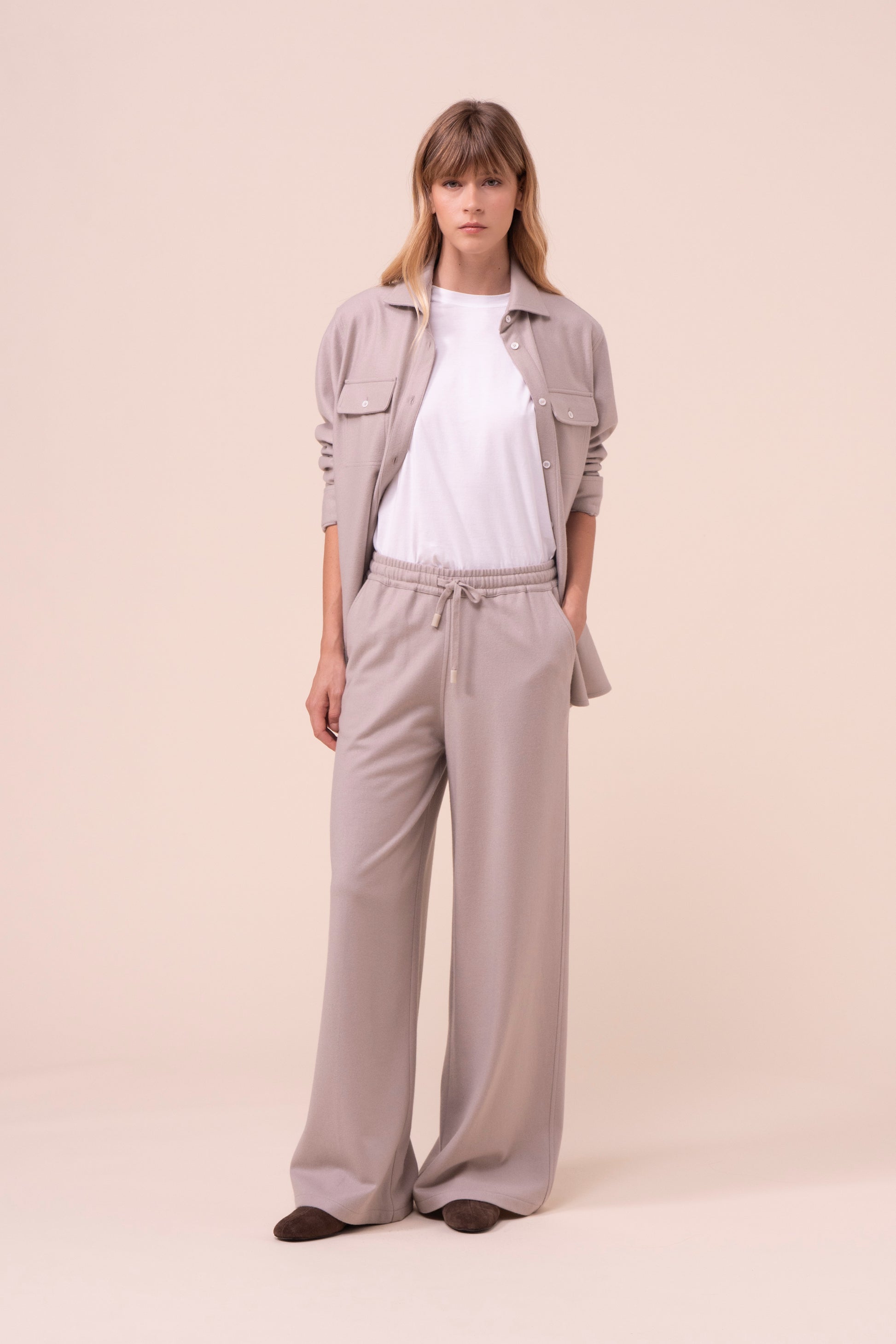 New Diana pantaloni a gamba ampia in cashmere flanel - ICE