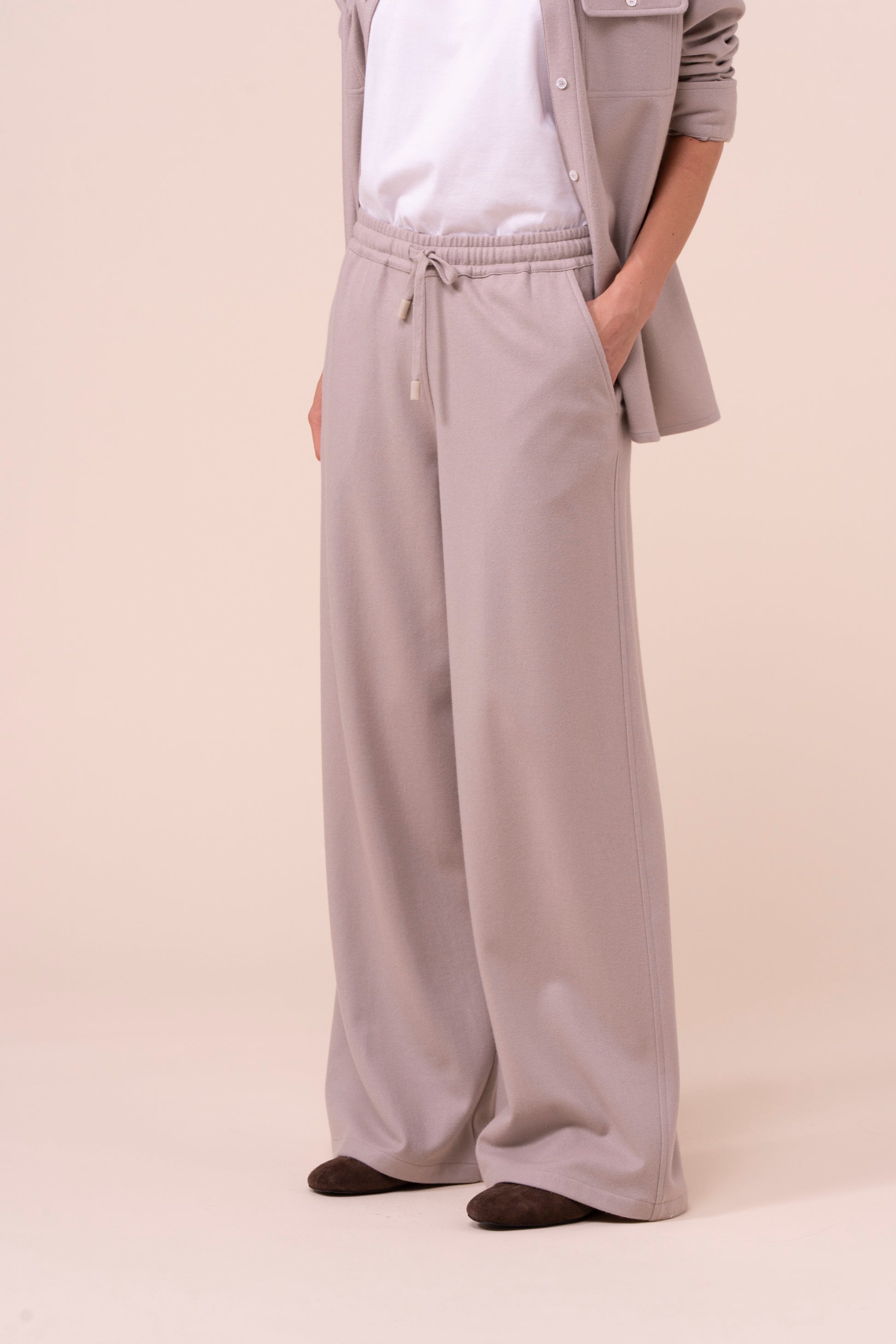 New Diana pantaloni a gamba ampia in cashmere flanel - ICE