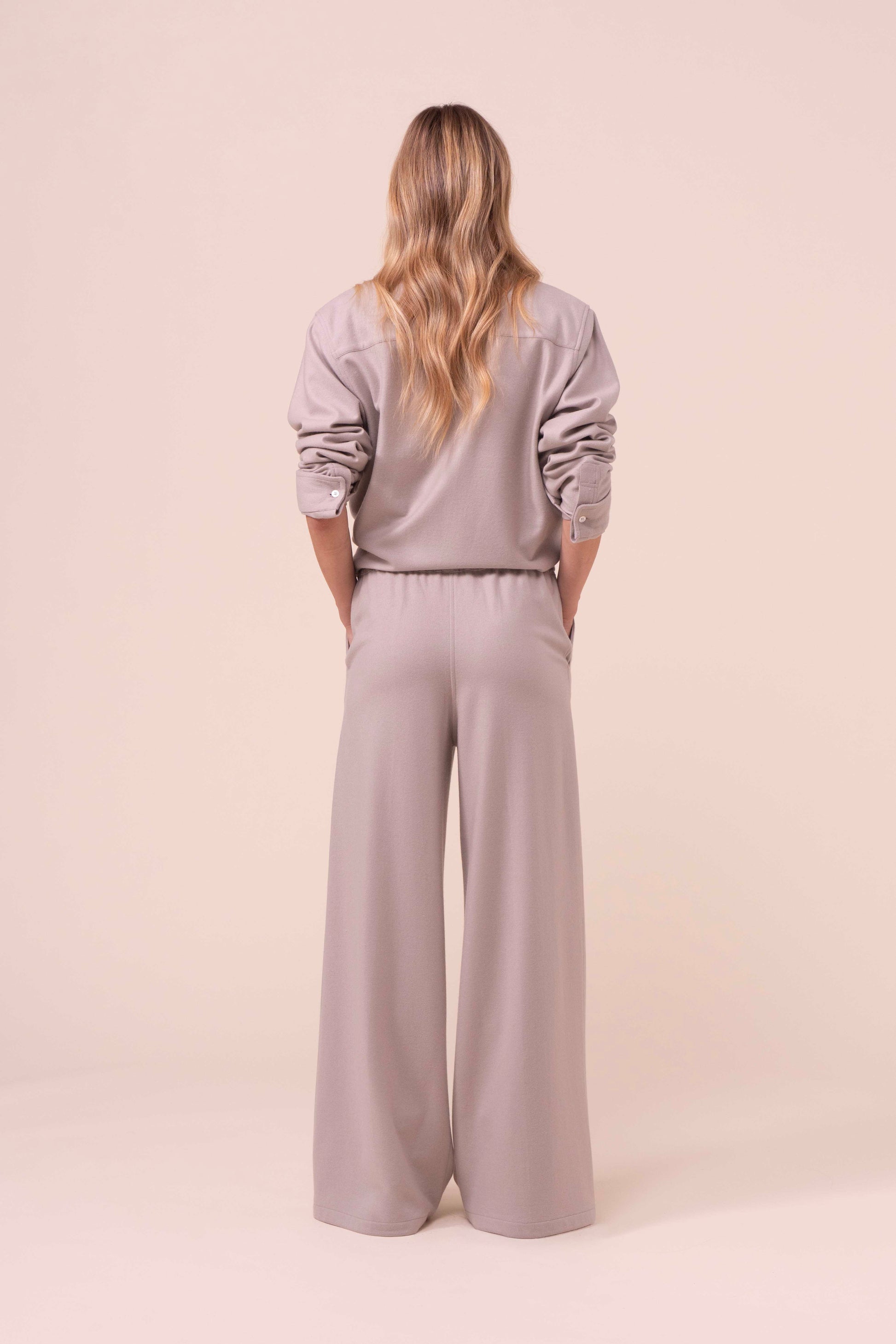 New Diana pantaloni a gamba ampia in cashmere flanel - ICE