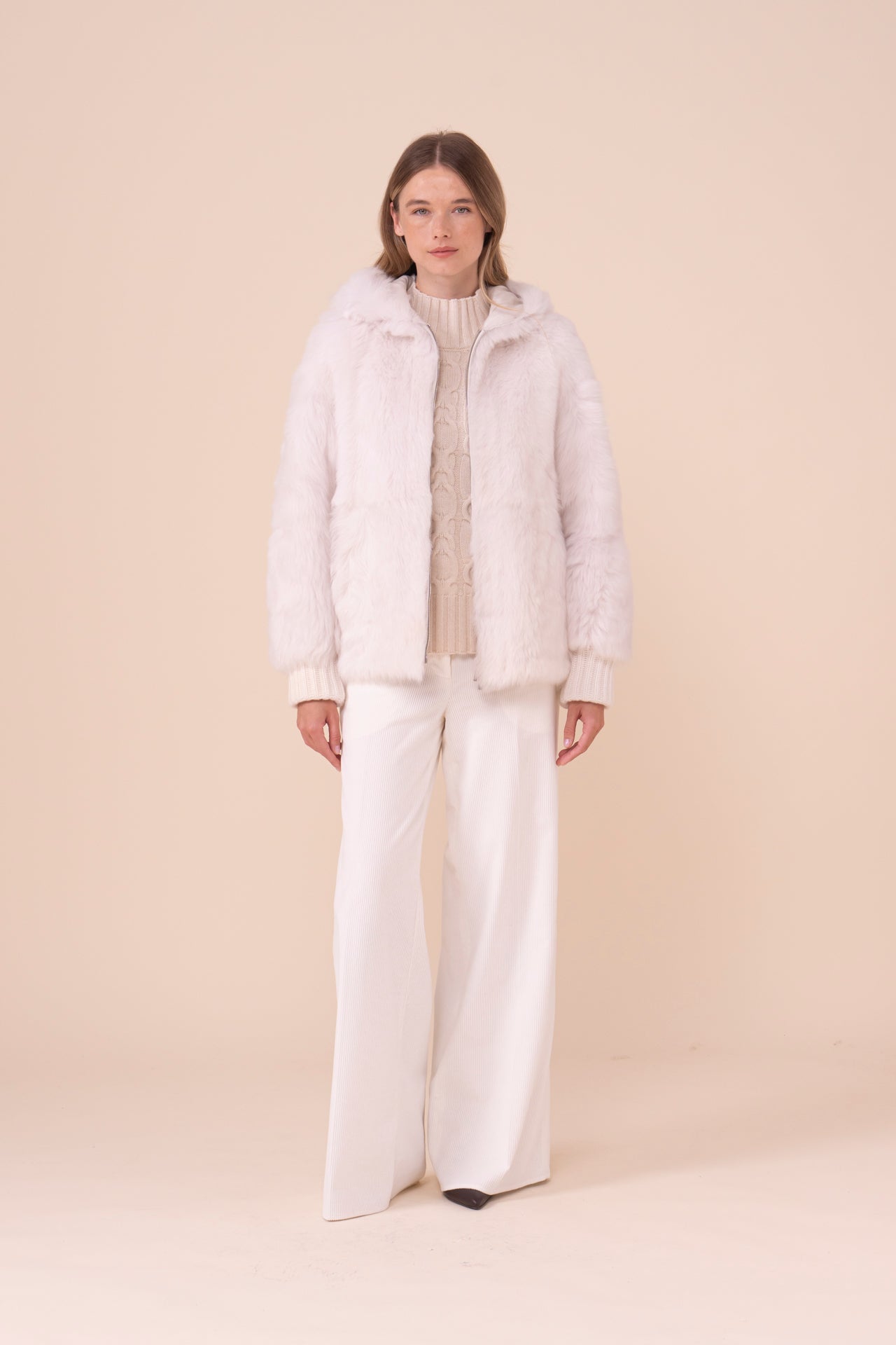 Monica Shearling Hooded Bomber - ICE