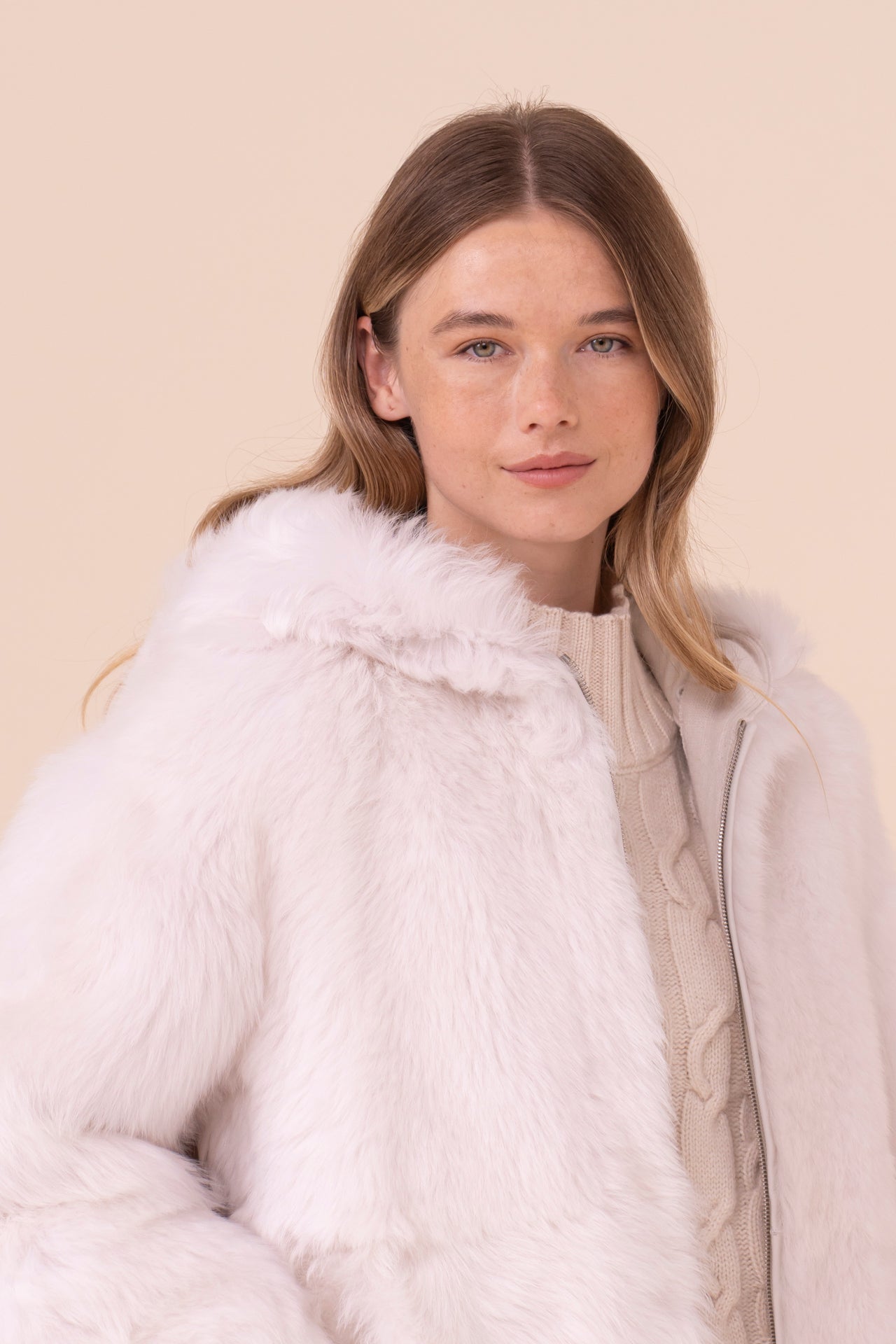 Monica Shearling Hooded Bomber - ICE