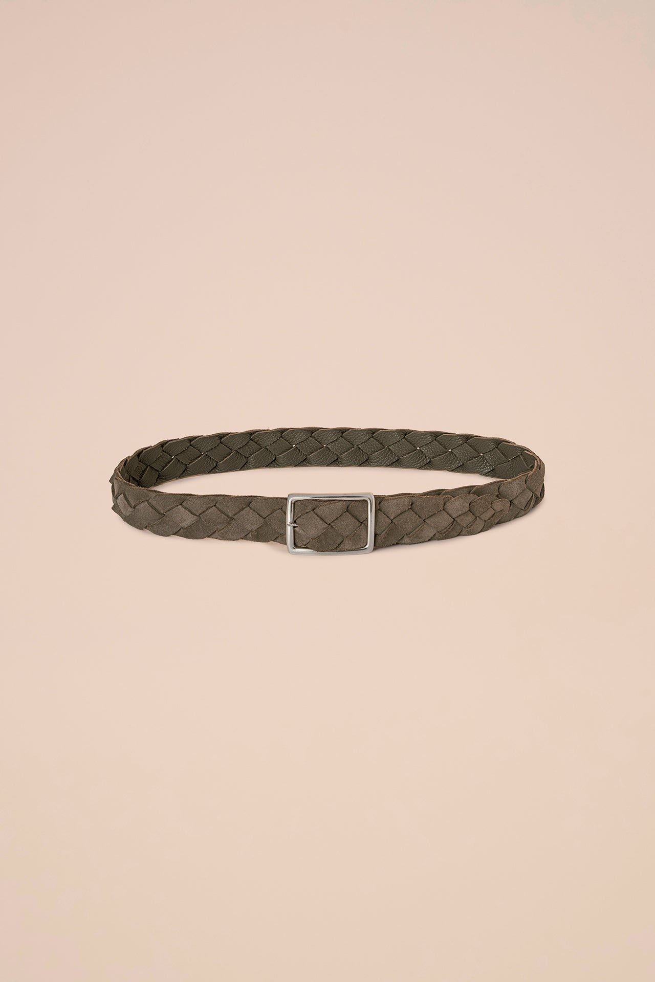 Venezia Suede and Nappa Braided Belt - Reversible - DARKCHOCOLATE