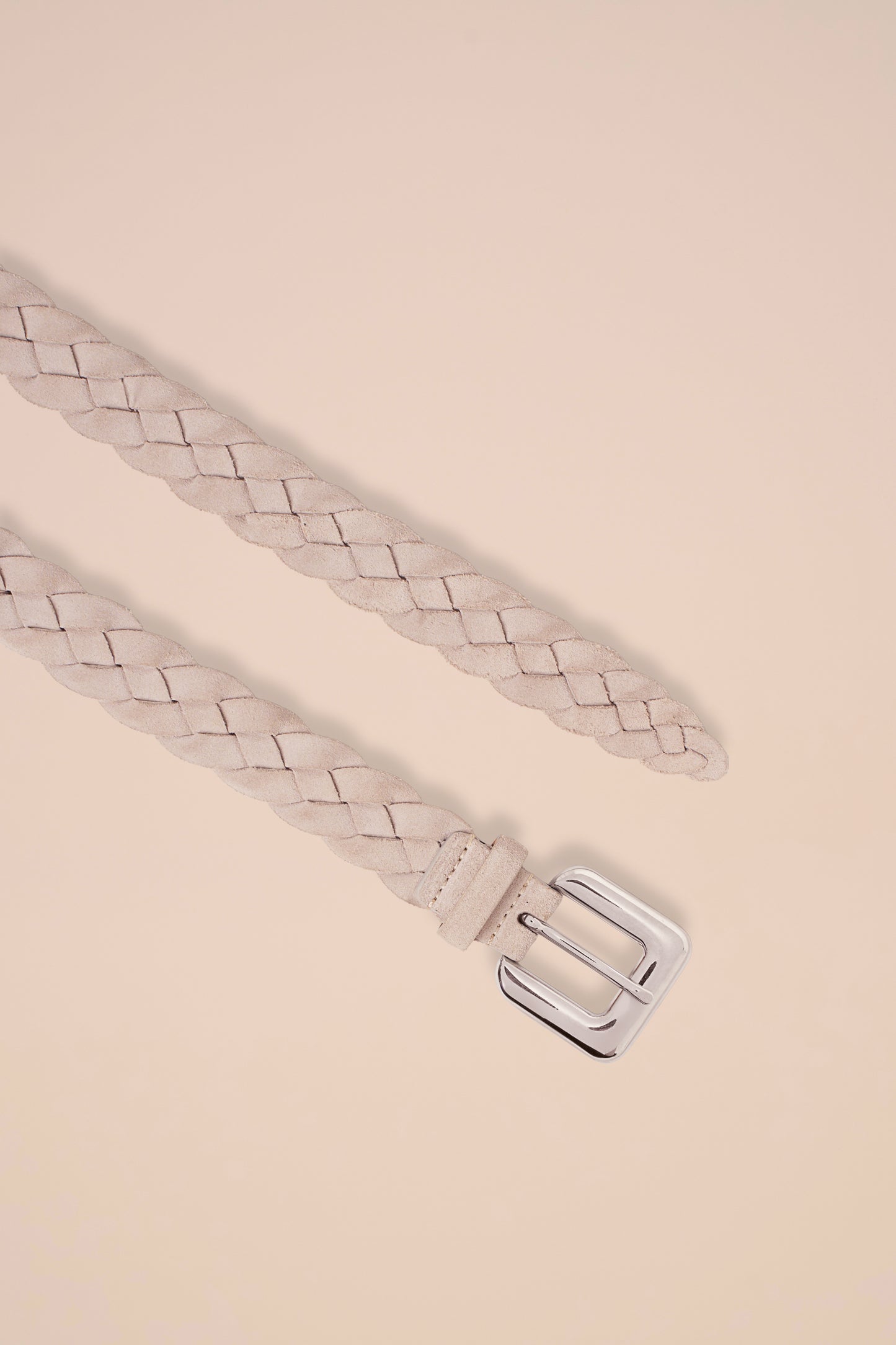 Cintura intrecciata in suede e nappa reversibile - CHALK