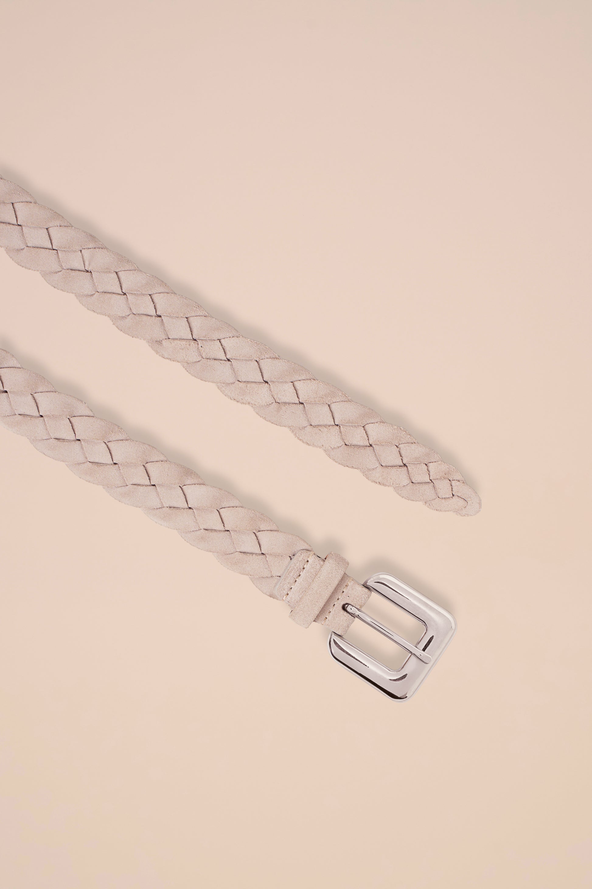 Cintura intrecciata in suede e nappa reversibile - CHALK