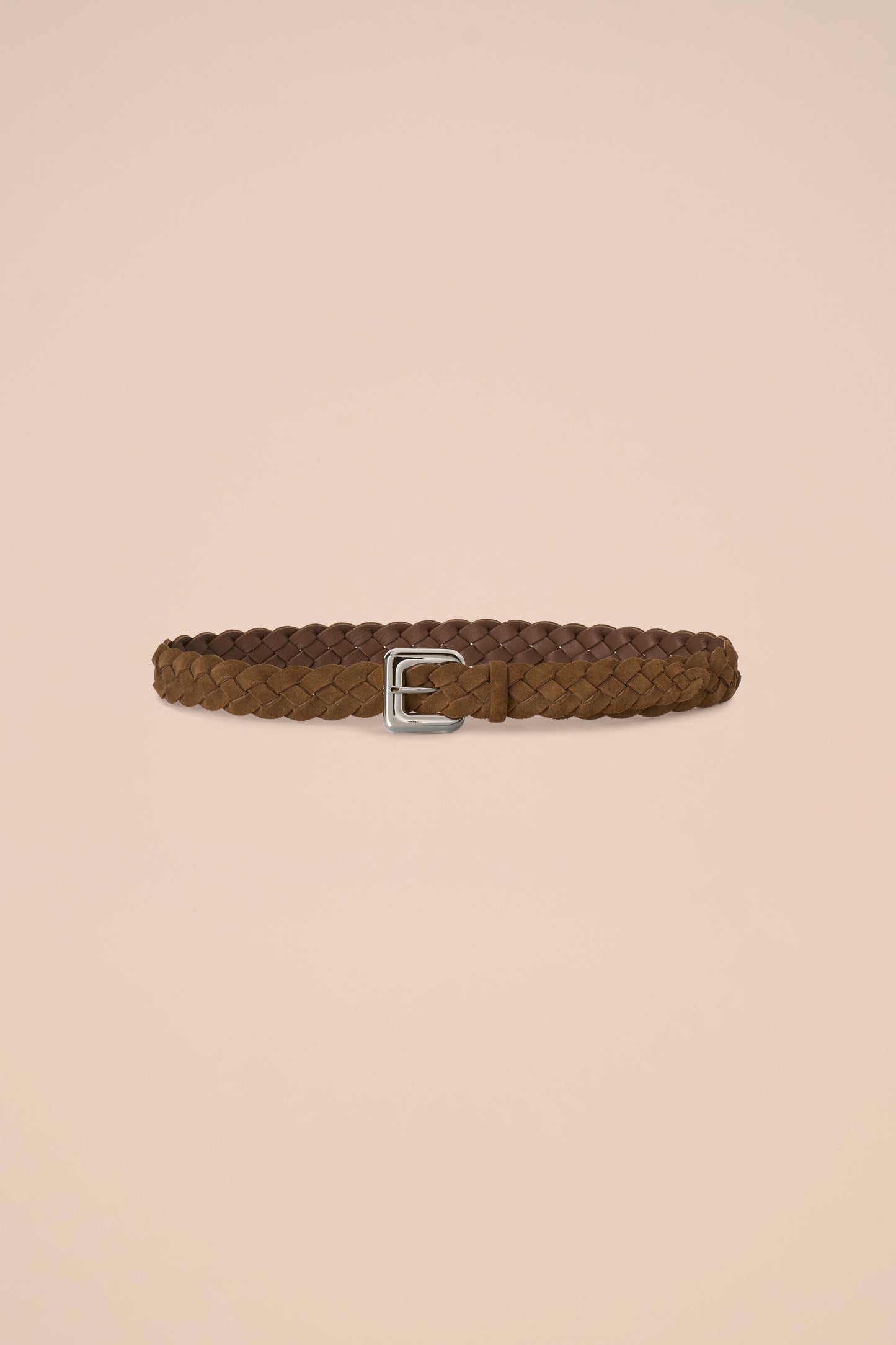 Cintura intrecciata in suede e nappa reversibile - CHALK